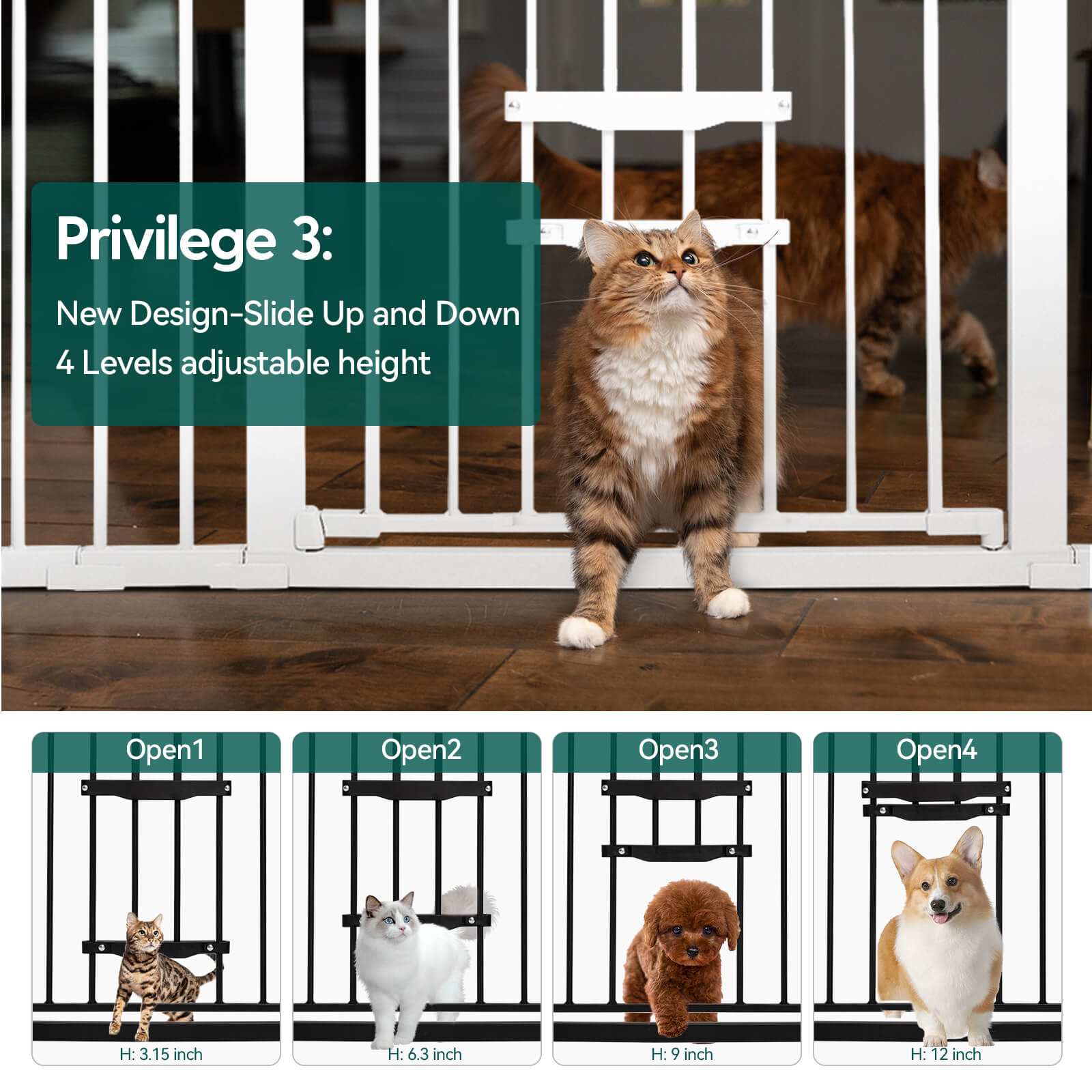 Catprivilege F7 | Large Sliding Pet Door Baby Gate For Cats And Dogs