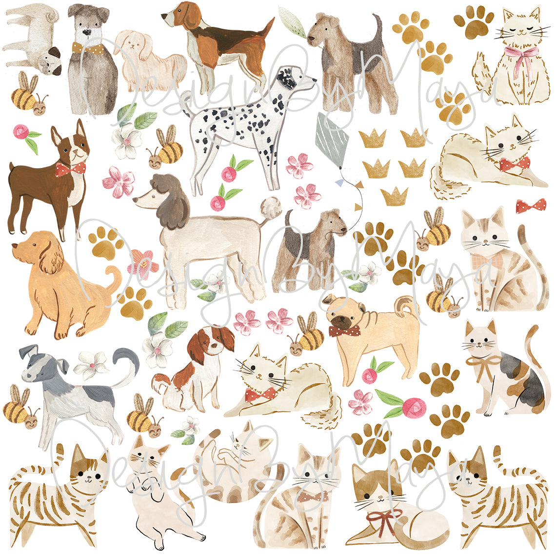 Cats & Dogs Decals - Fabric Nursery Wall Art Decals