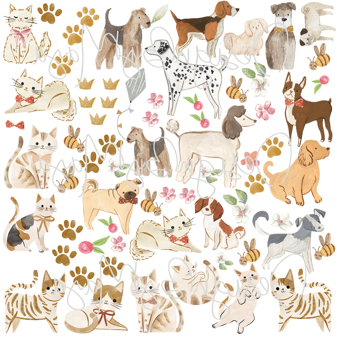 Cats & Dogs Decals - Fabric Nursery Wall Art Decals