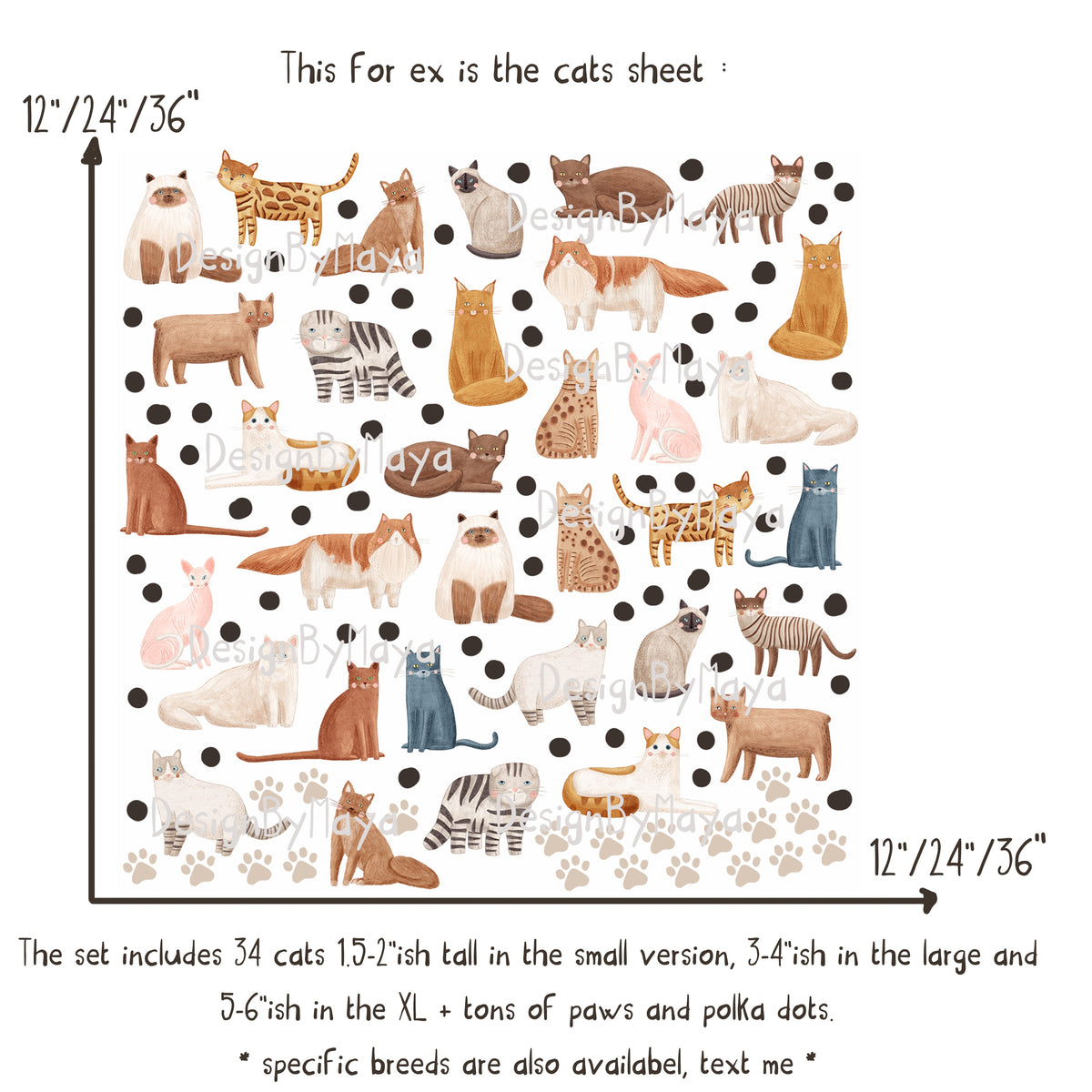 Cats Decals - Fabric Nursery Wall Art Decals
