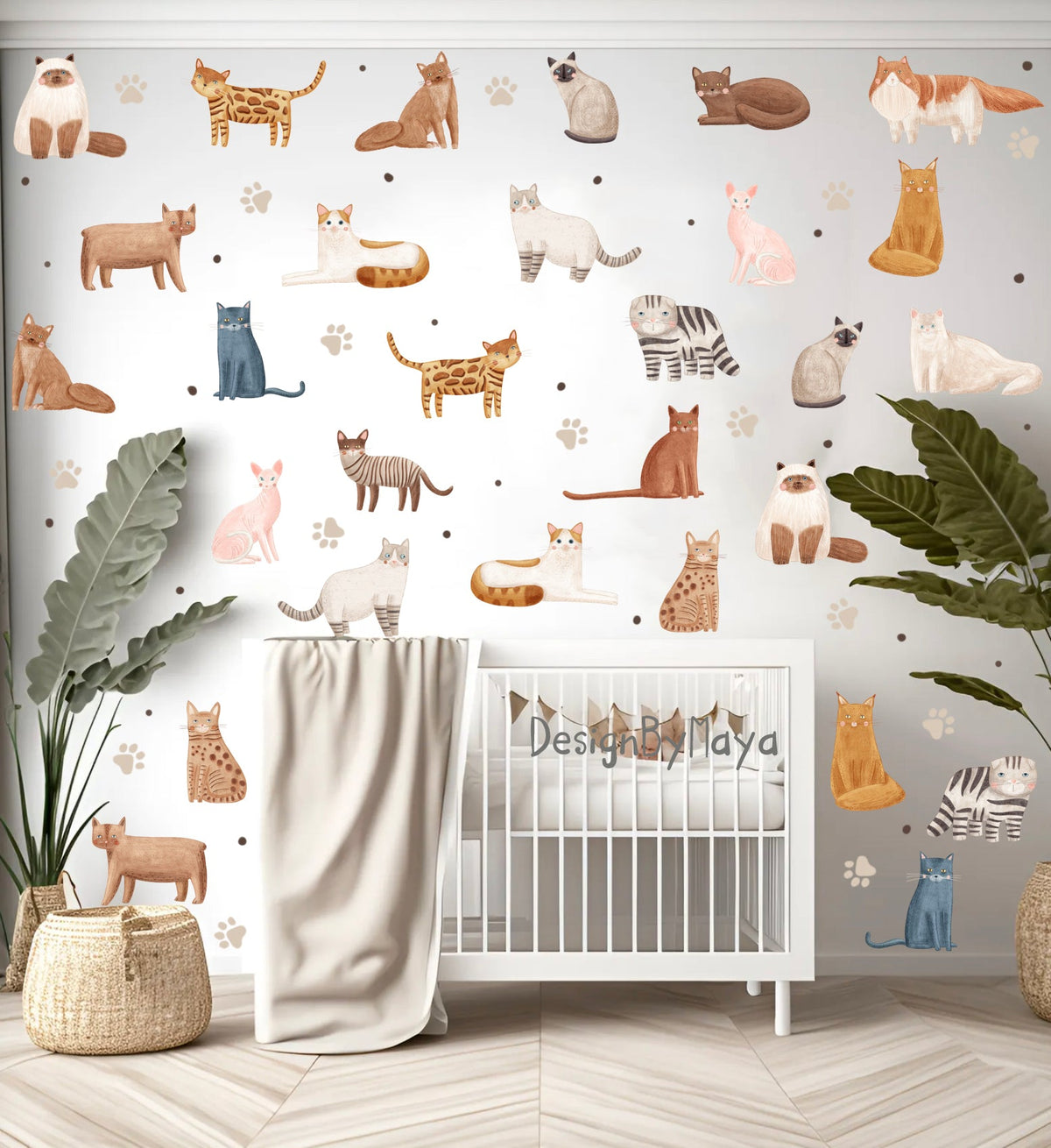 Cute Little Cats Decals - Fabric Nursery Wall Art Decals