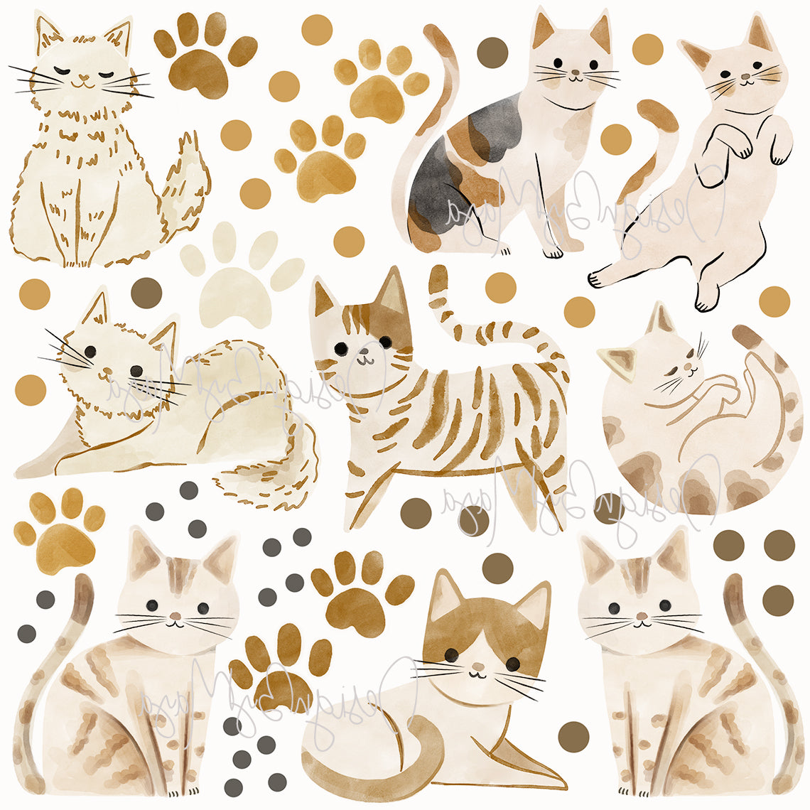 Cute Little Cats Decals - Fabric Nursery Wall Art Decals