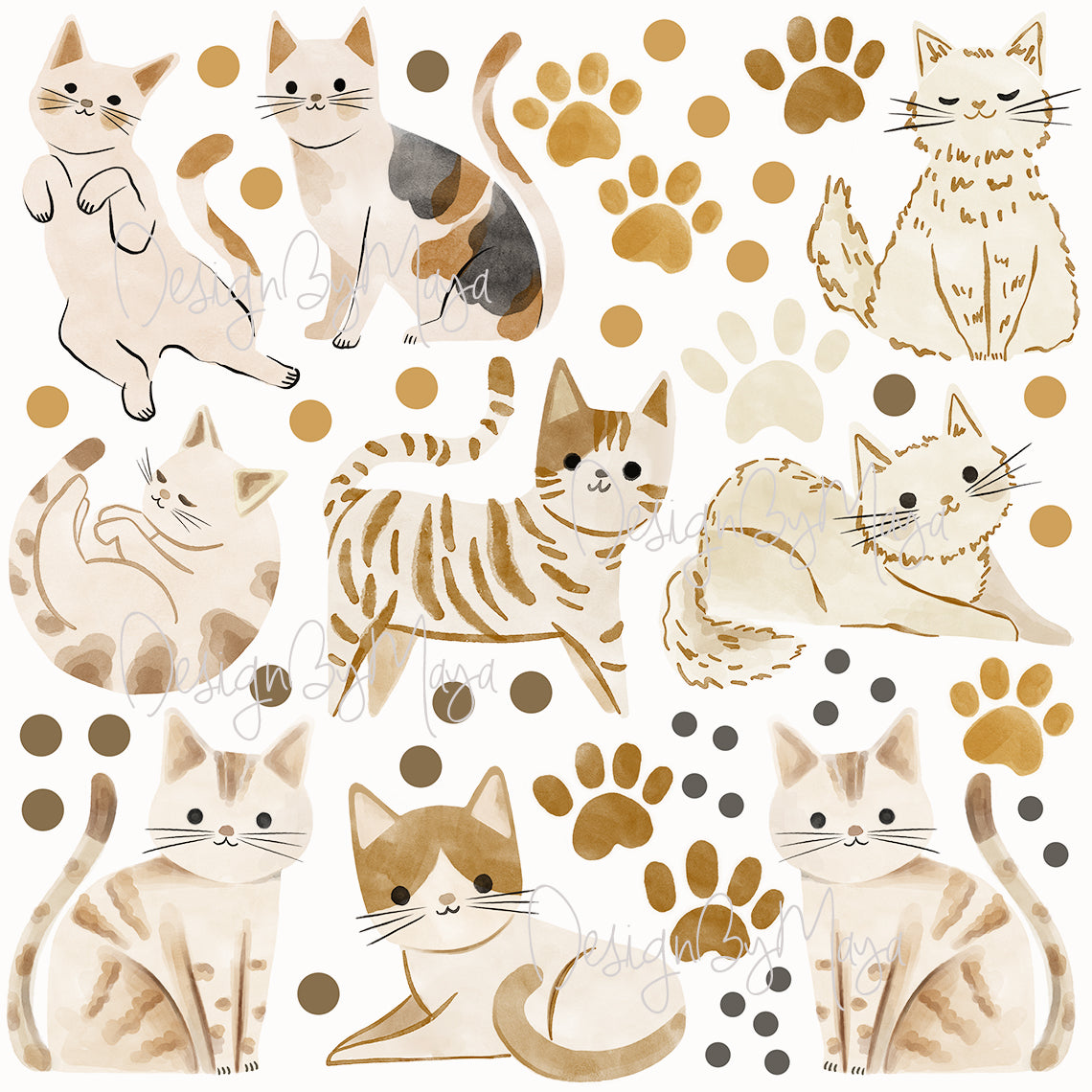 Cute Little Cats Decals - Fabric Nursery Wall Art Decals