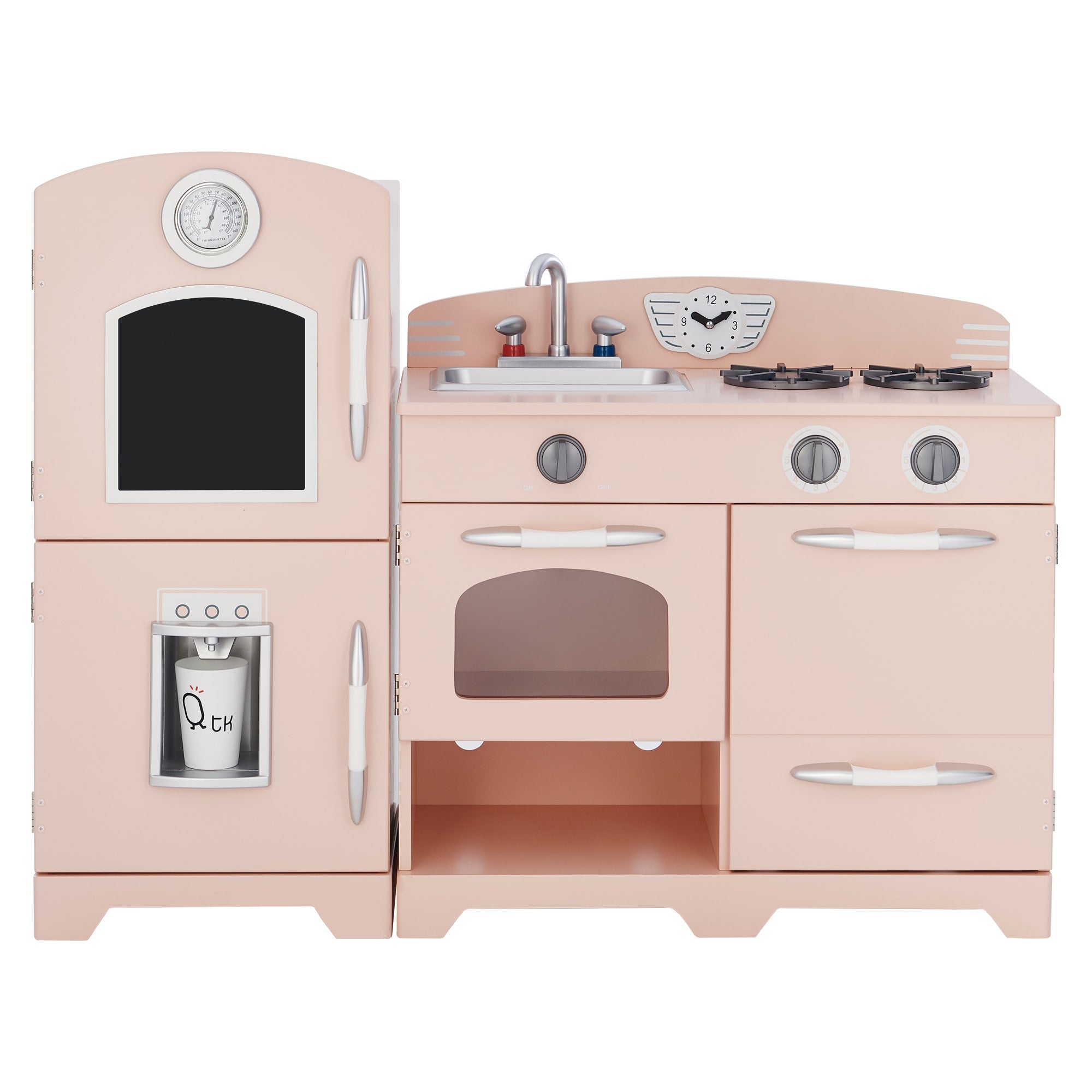 Little Chef Fairfield Retro Kids Kitchen Playset With Refrigerator, Pink