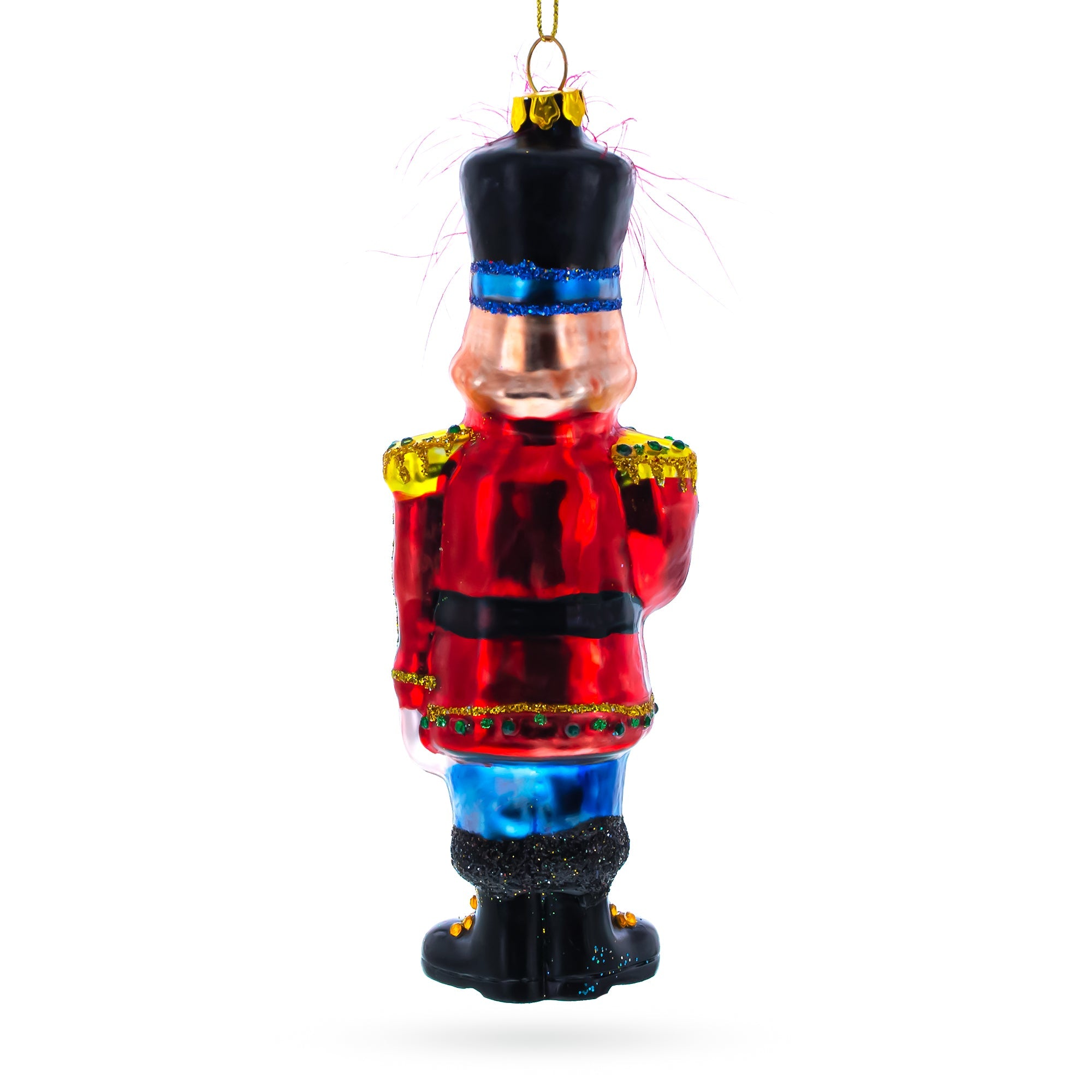 Elegant Nutcracker Soldier With Fur Hat - Artisan Blown Glass Christmas Ornament