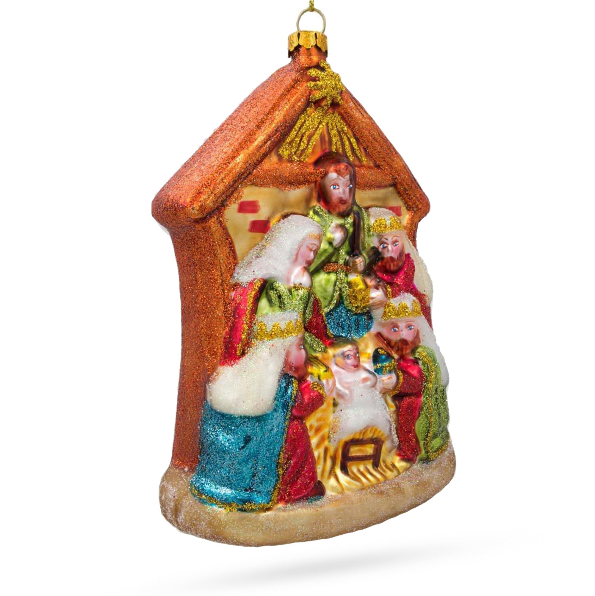 Magnificent Large Nativity Scene - Blessed Blown Glass Christmas Ornament