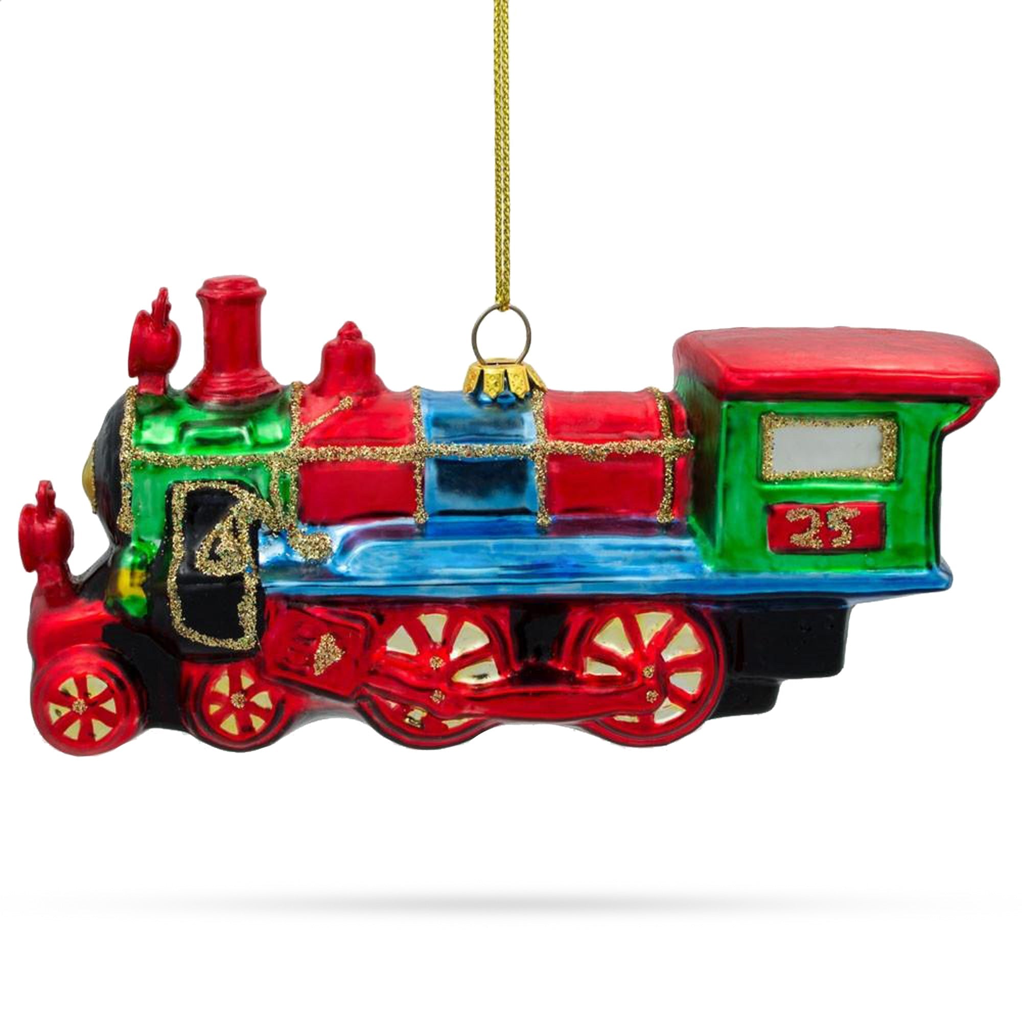 Steam Train - Lustrous Blown Glass Christmas Ornament