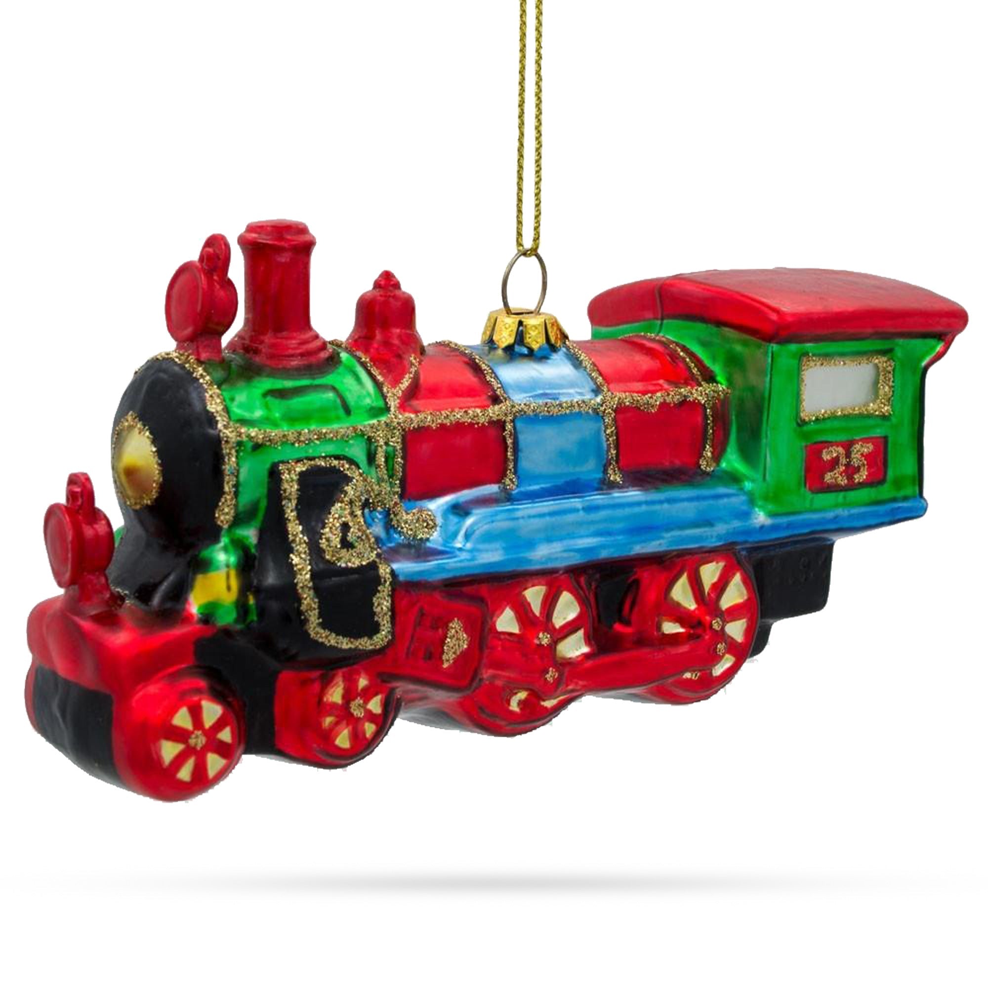 Steam Train - Lustrous Blown Glass Christmas Ornament