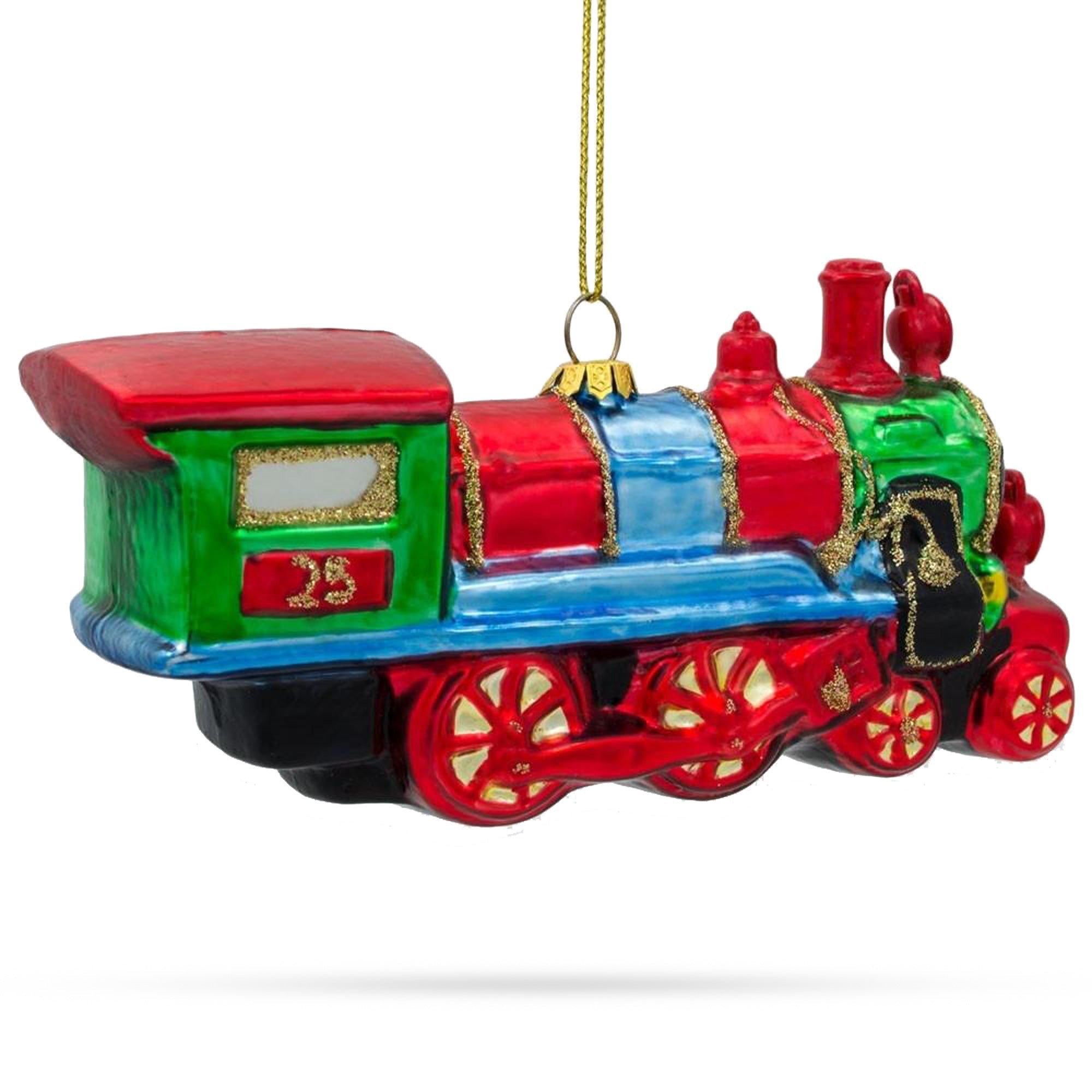 Steam Train - Lustrous Blown Glass Christmas Ornament