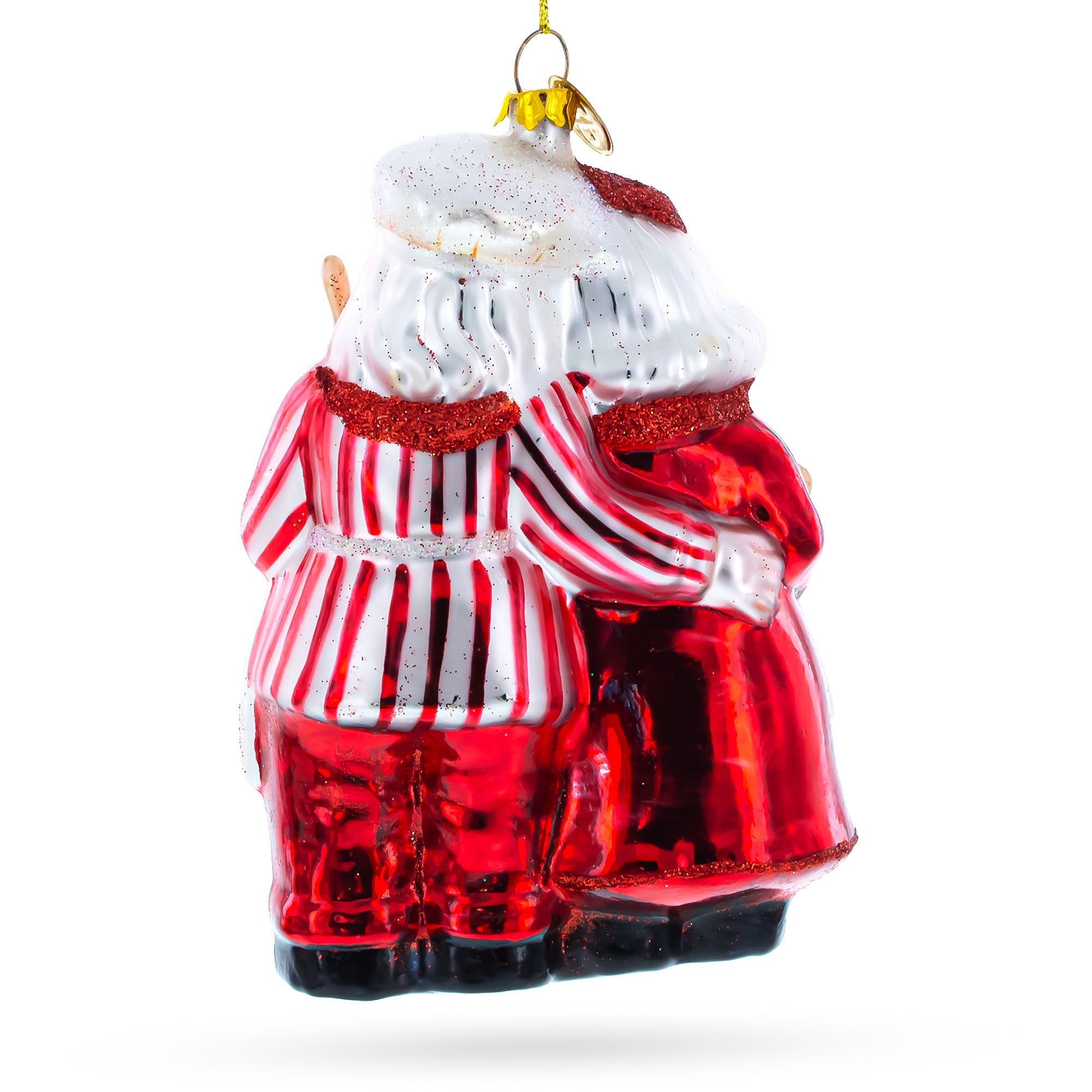 Delightful Mr. And Mrs. Santa Claus Baking Cake - Handcrafted Blown Glass Christmas Ornament