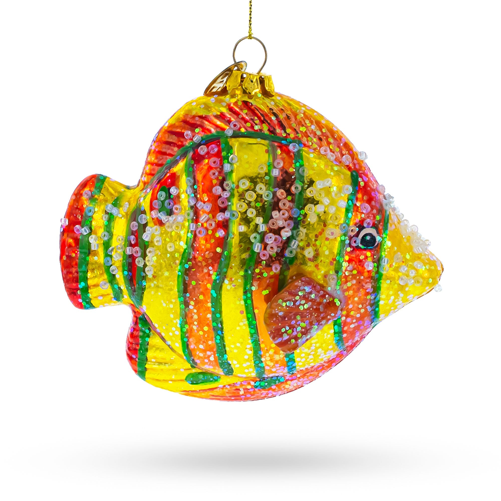 Colorful Aquarium Fish Scene - Dazzling Blown Glass Christmas Ornament