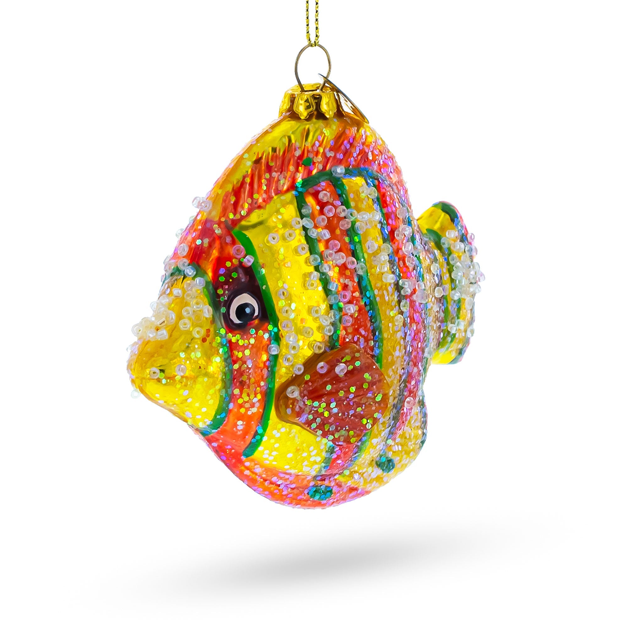 Colorful Aquarium Fish Scene - Dazzling Blown Glass Christmas Ornament