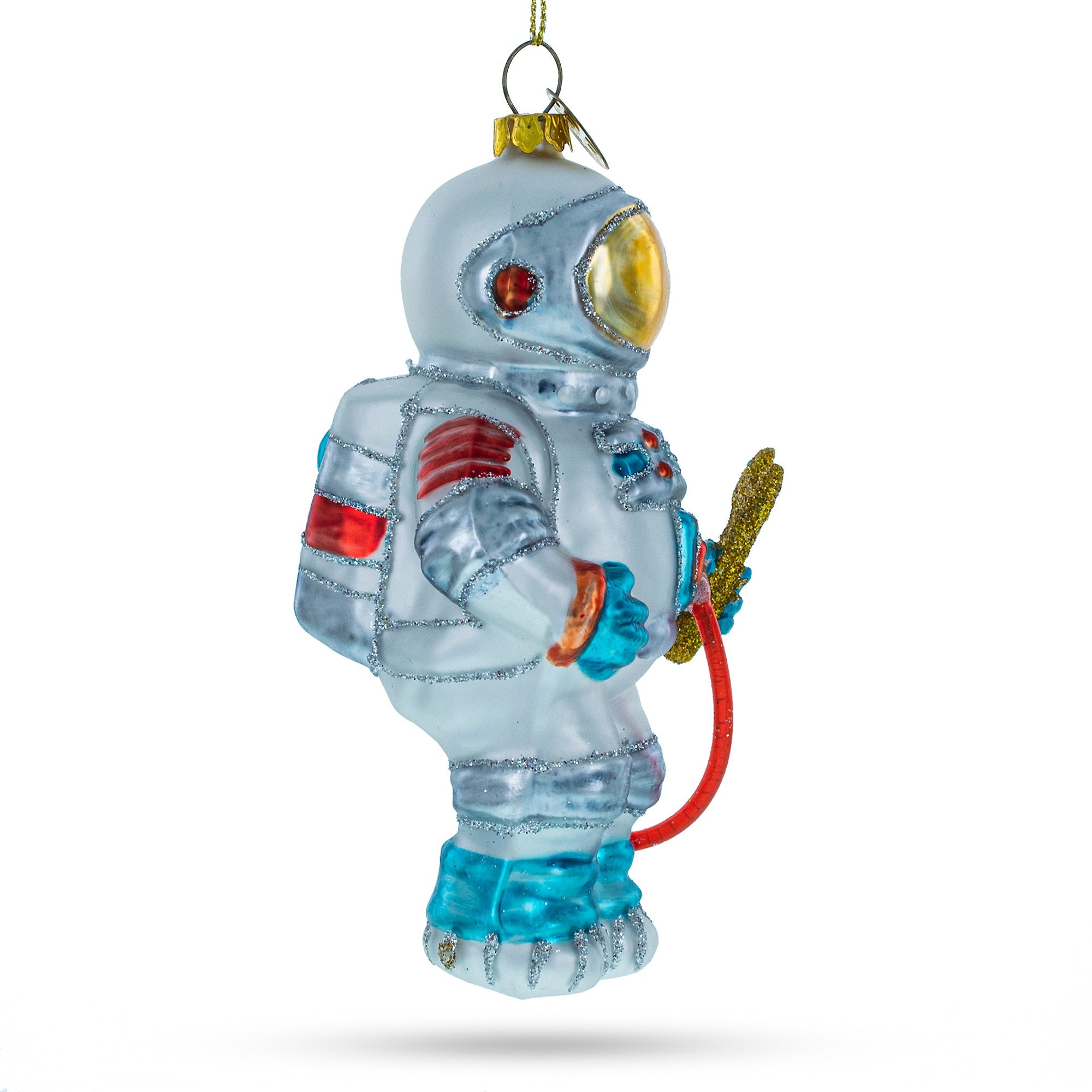 Cosmic Astronaut In Open Space - Handcrafted Blown Glass Christmas Ornament