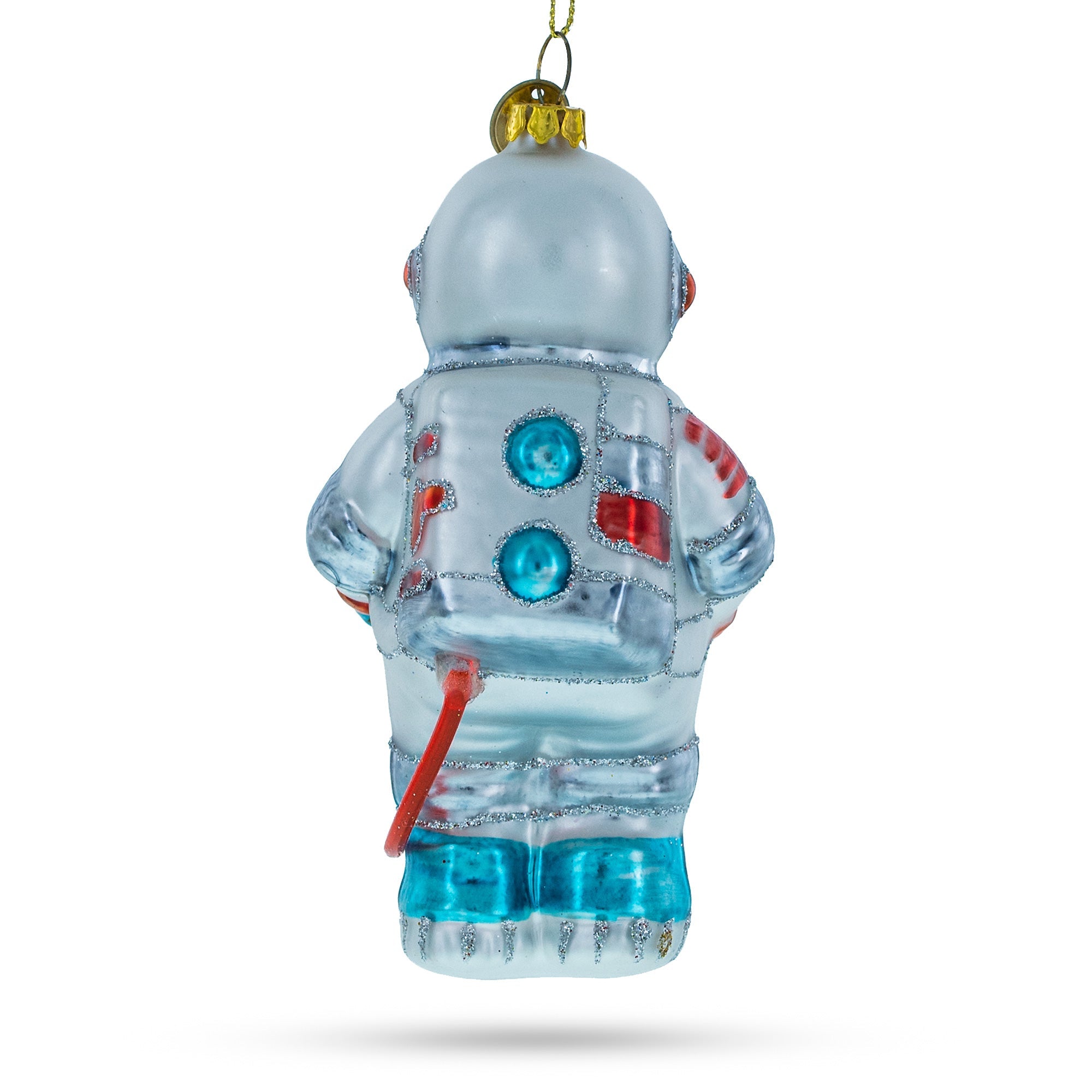 Cosmic Astronaut In Open Space - Handcrafted Blown Glass Christmas Ornament