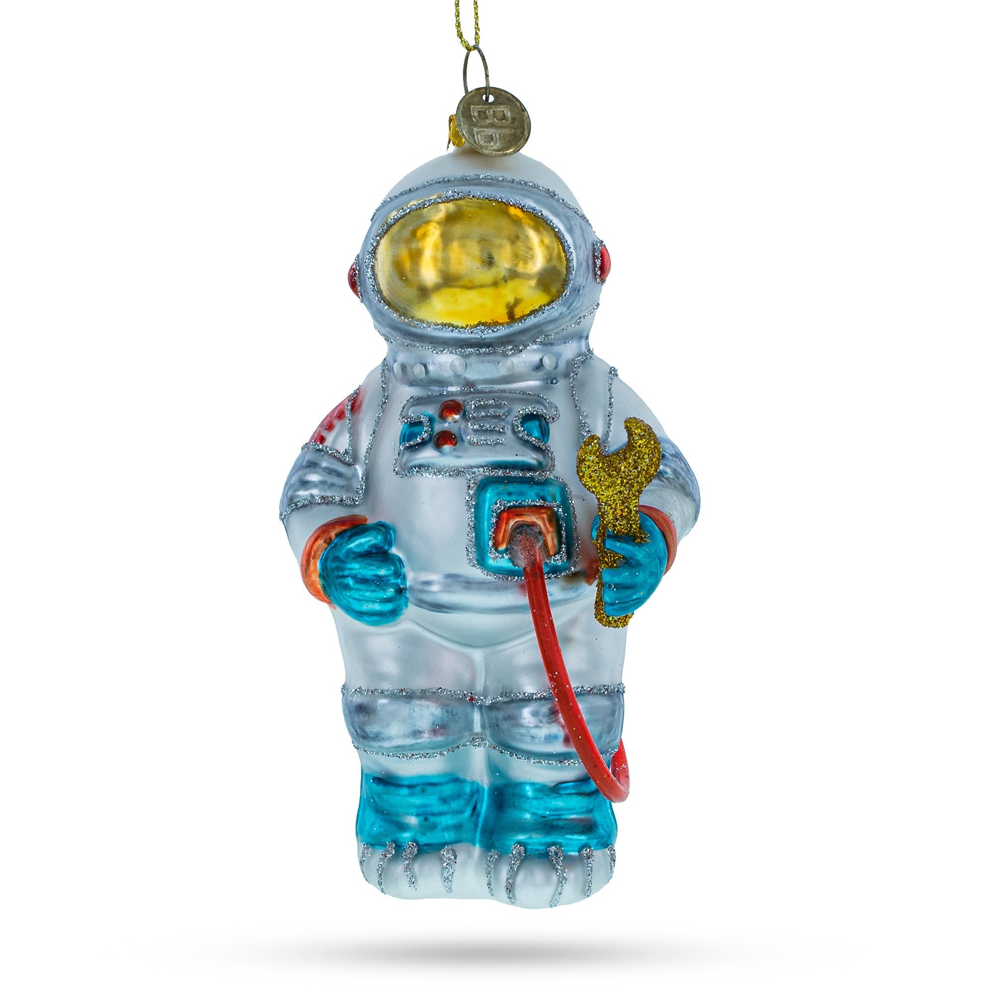 Cosmic Astronaut In Open Space - Handcrafted Blown Glass Christmas Ornament