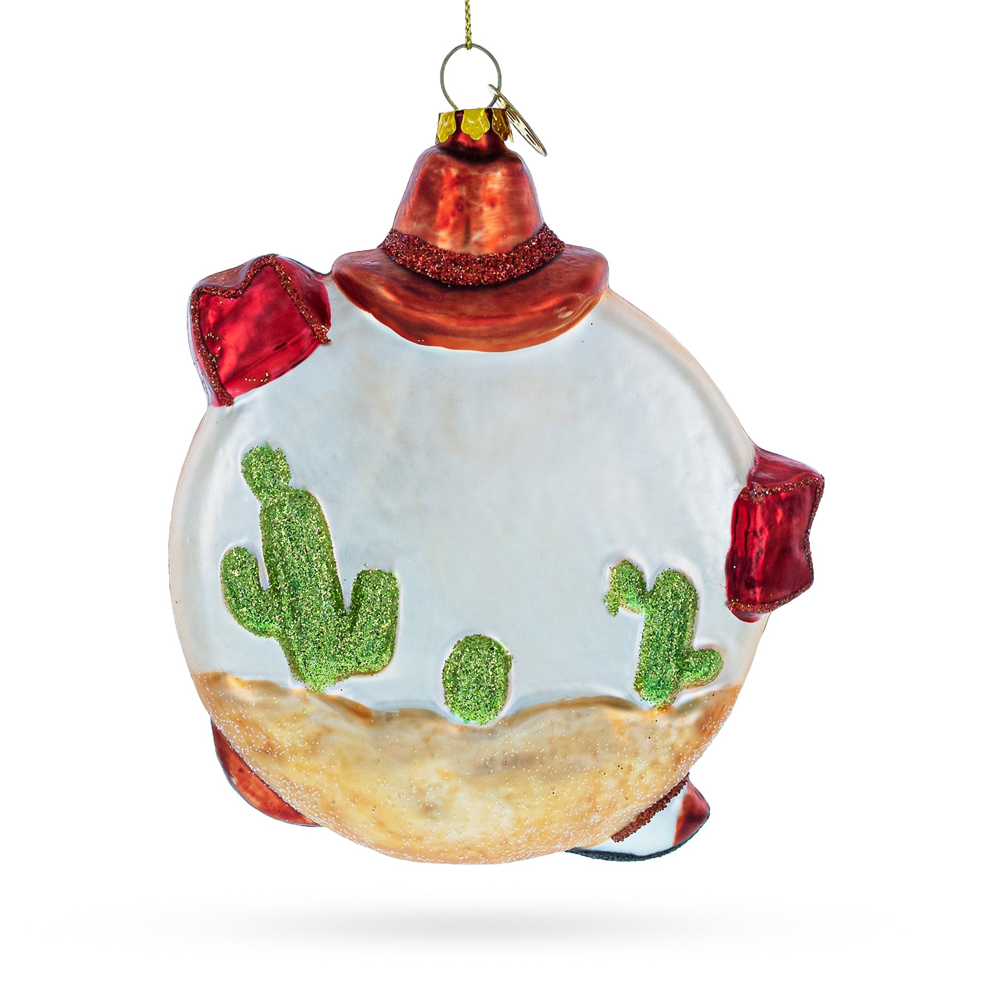 Western Ensemble With Guitar, Cowboy Boots, Hat, And Wheel - Festive Blown Glass Christmas Ornament