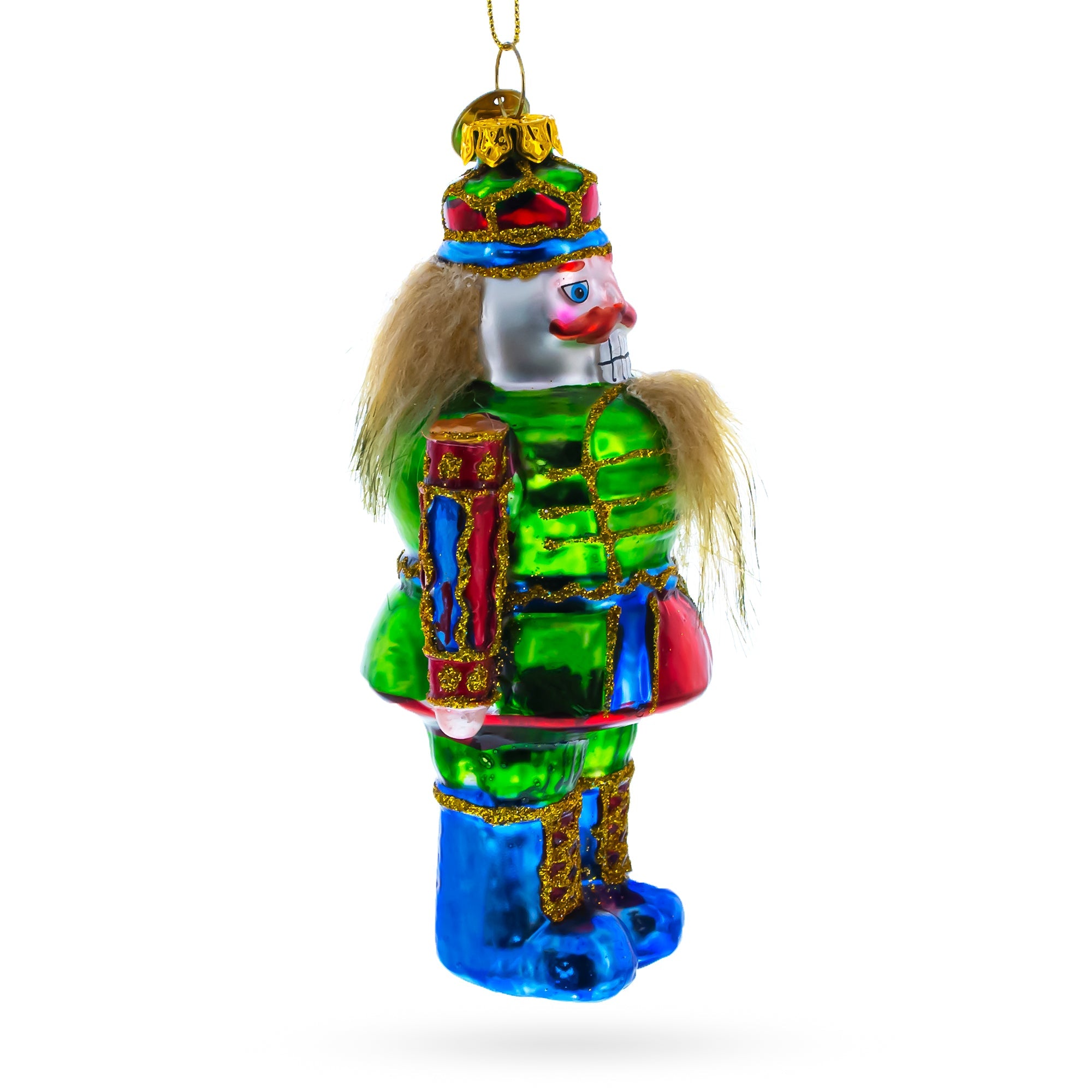 Celebratory New Year Nutcracker - Vibrant Blown Glass Christmas Ornament