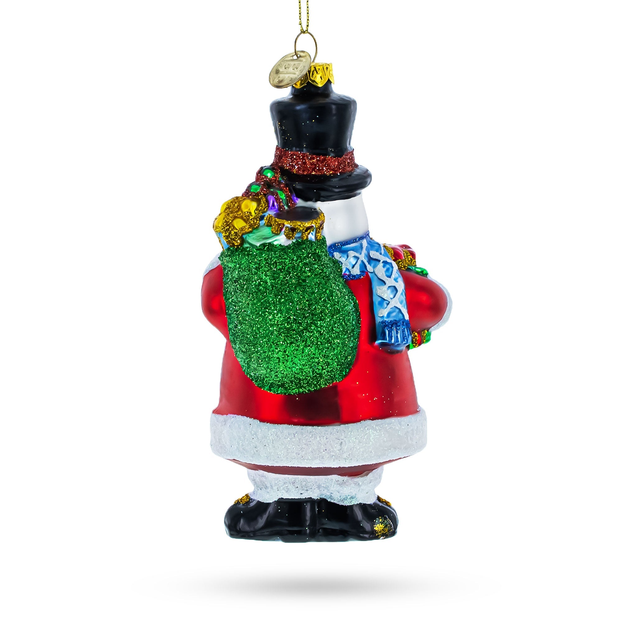 Snowman With Black Hat - Festive Blown Glass Christmas Ornament