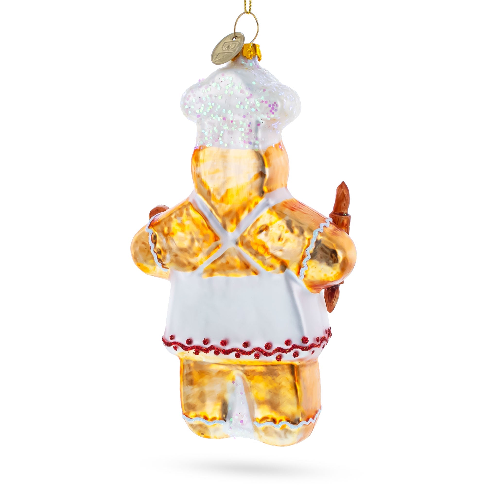 Baking Gingerbread Man - Handcrafted Blown Glass Christmas Ornament