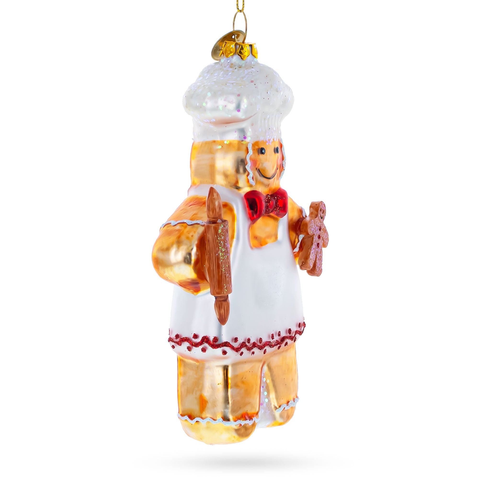 Baking Gingerbread Man - Handcrafted Blown Glass Christmas Ornament