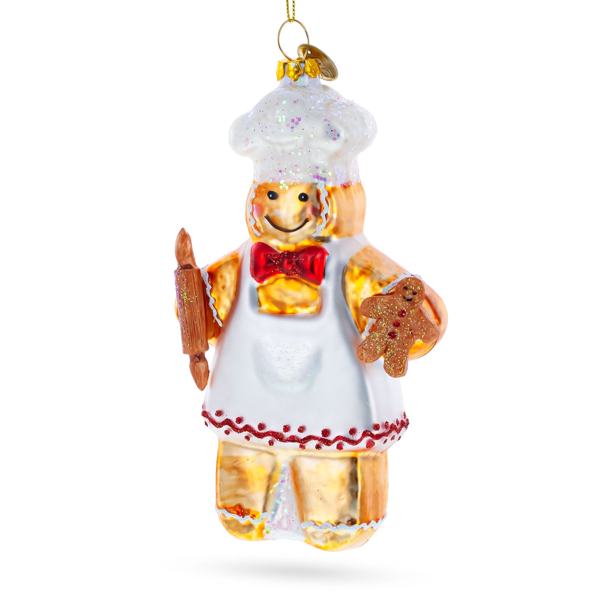 Baking Gingerbread Man - Handcrafted Blown Glass Christmas Ornament