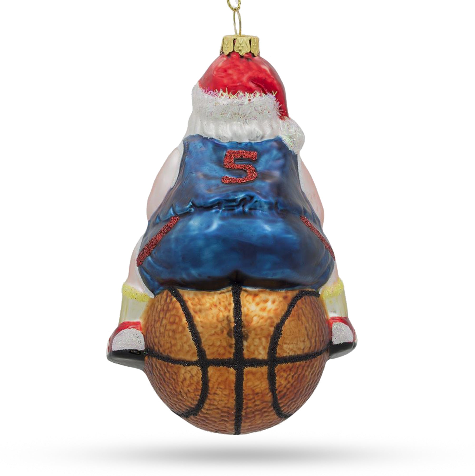 Cheerful Santa Basketball Player - Festive Blown Glass Christmas Ornament