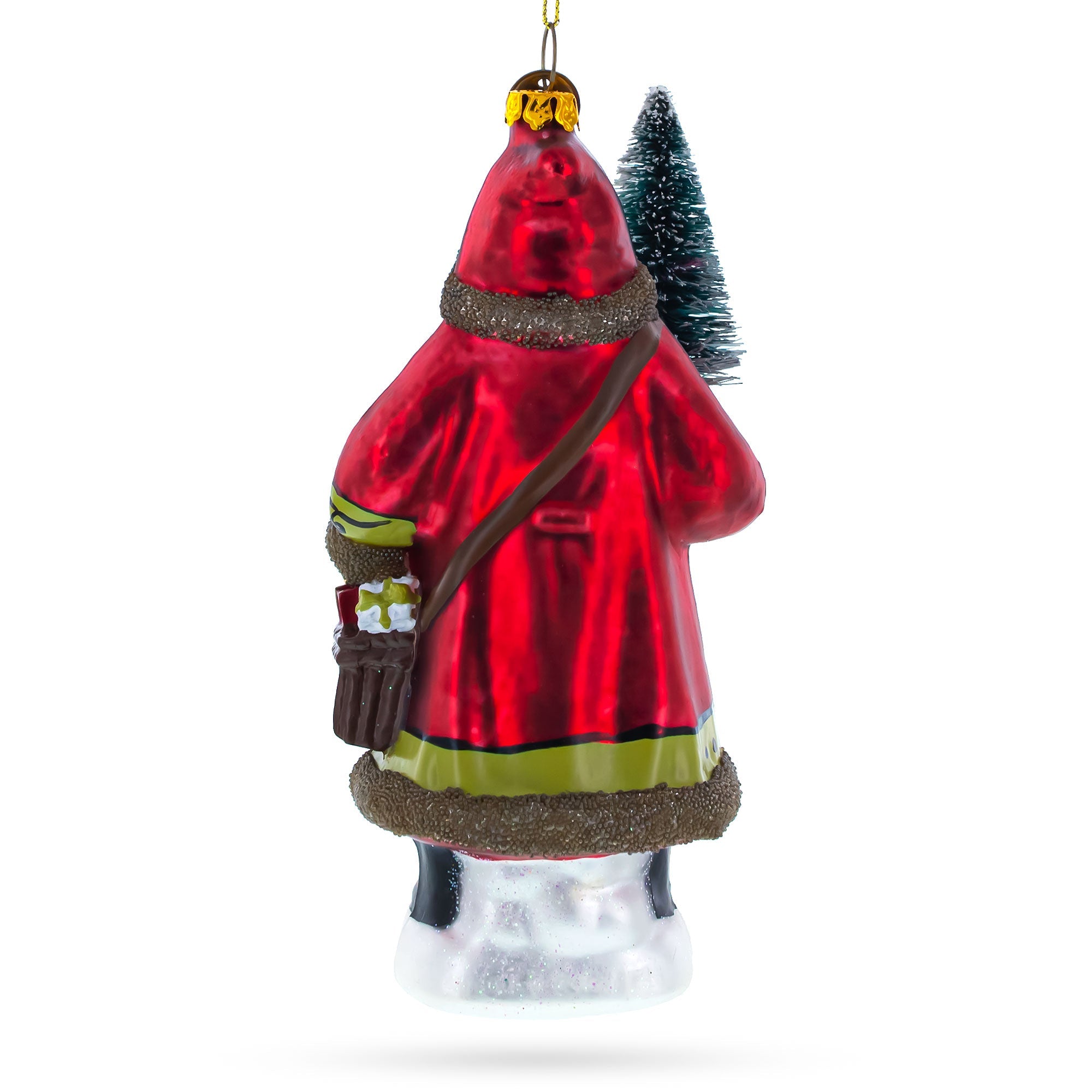 Santa With Fir Tree - Festive Blown Glass Christmas Ornament