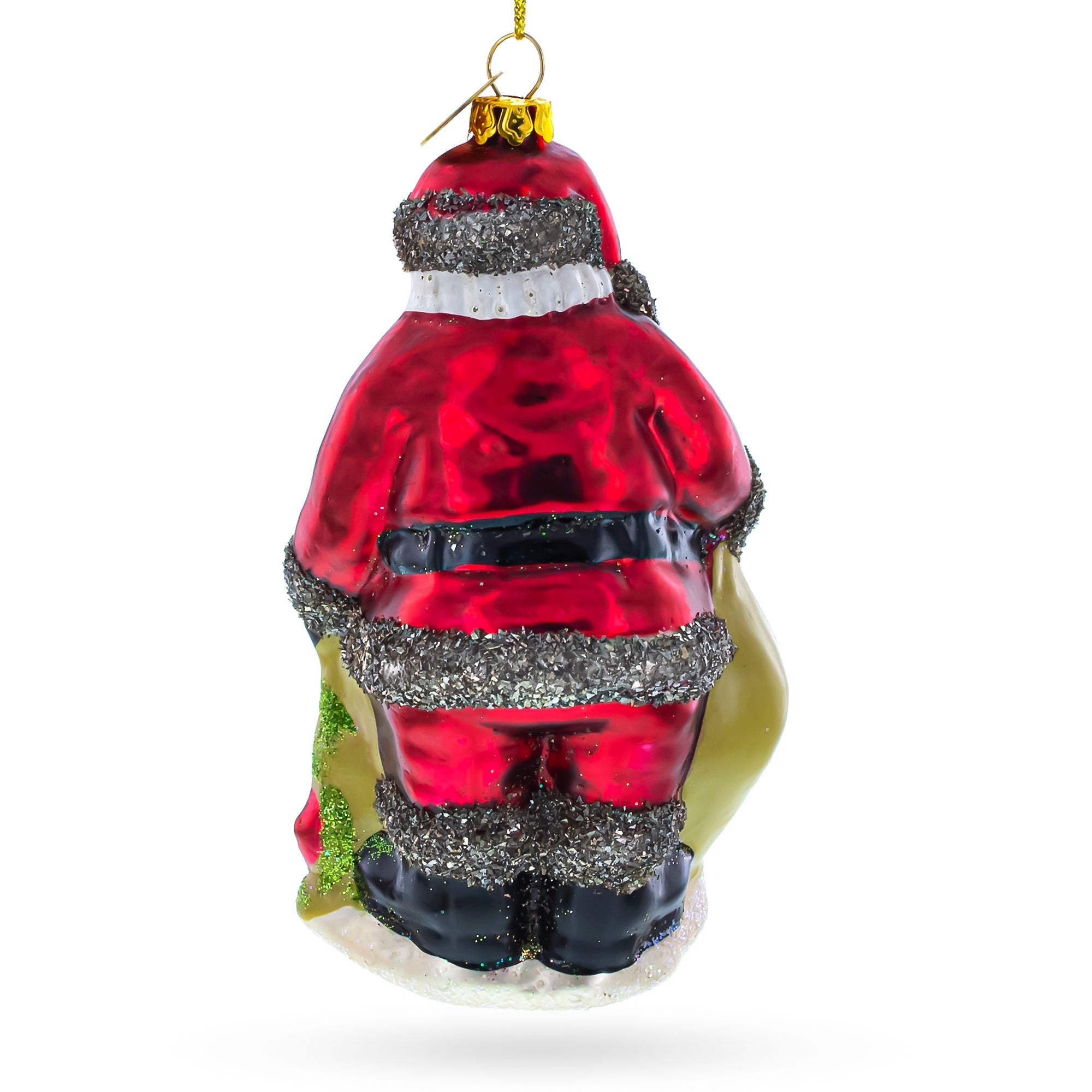 Santa With Gift-filled Bag - Festive Blown Glass Christmas Ornament