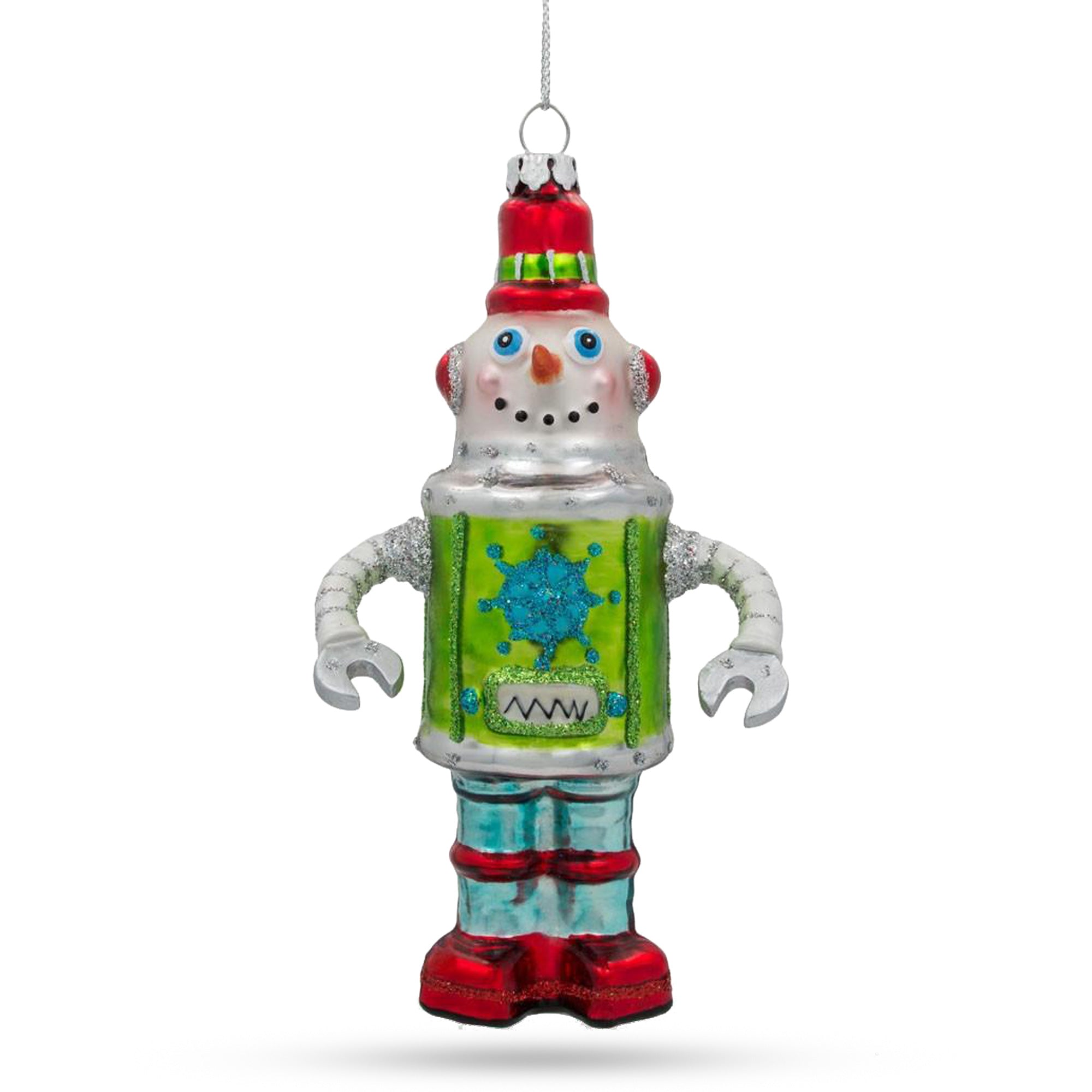 Whimsical Robot - Captivating Blown Glass Christmas Ornament