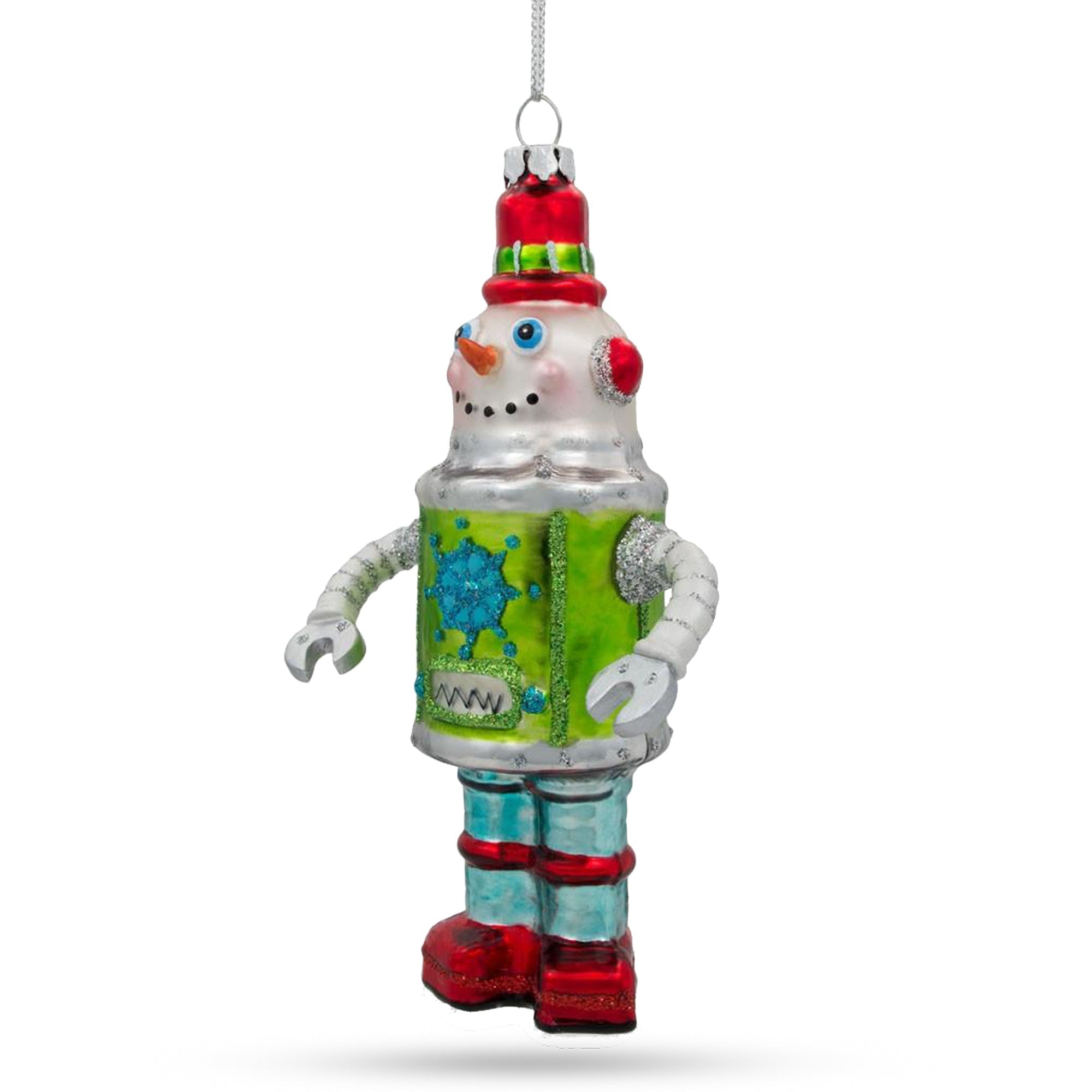 Whimsical Robot - Captivating Blown Glass Christmas Ornament