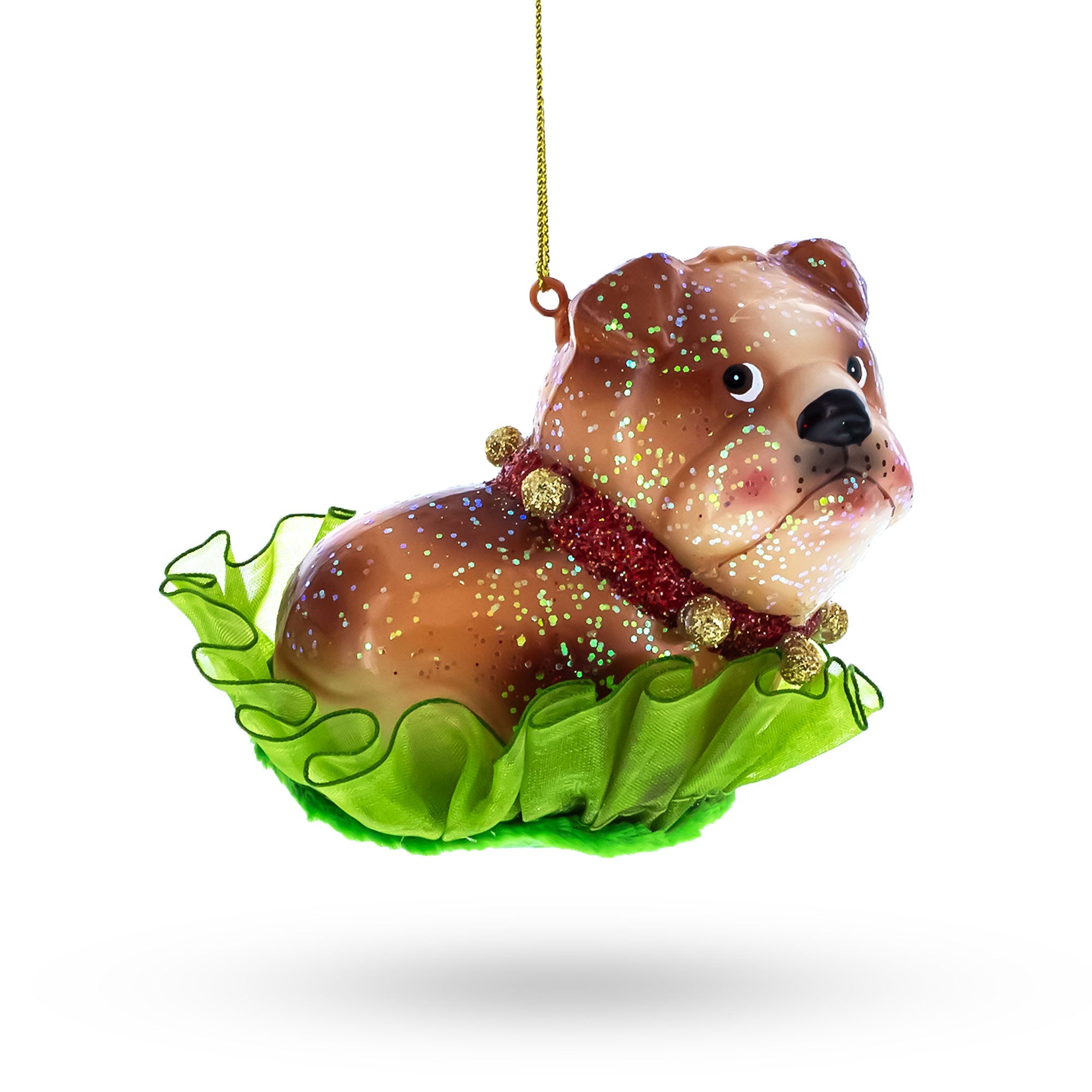 Bulldog Puppy Handcrafted - Blown Glass Christmas Ornament