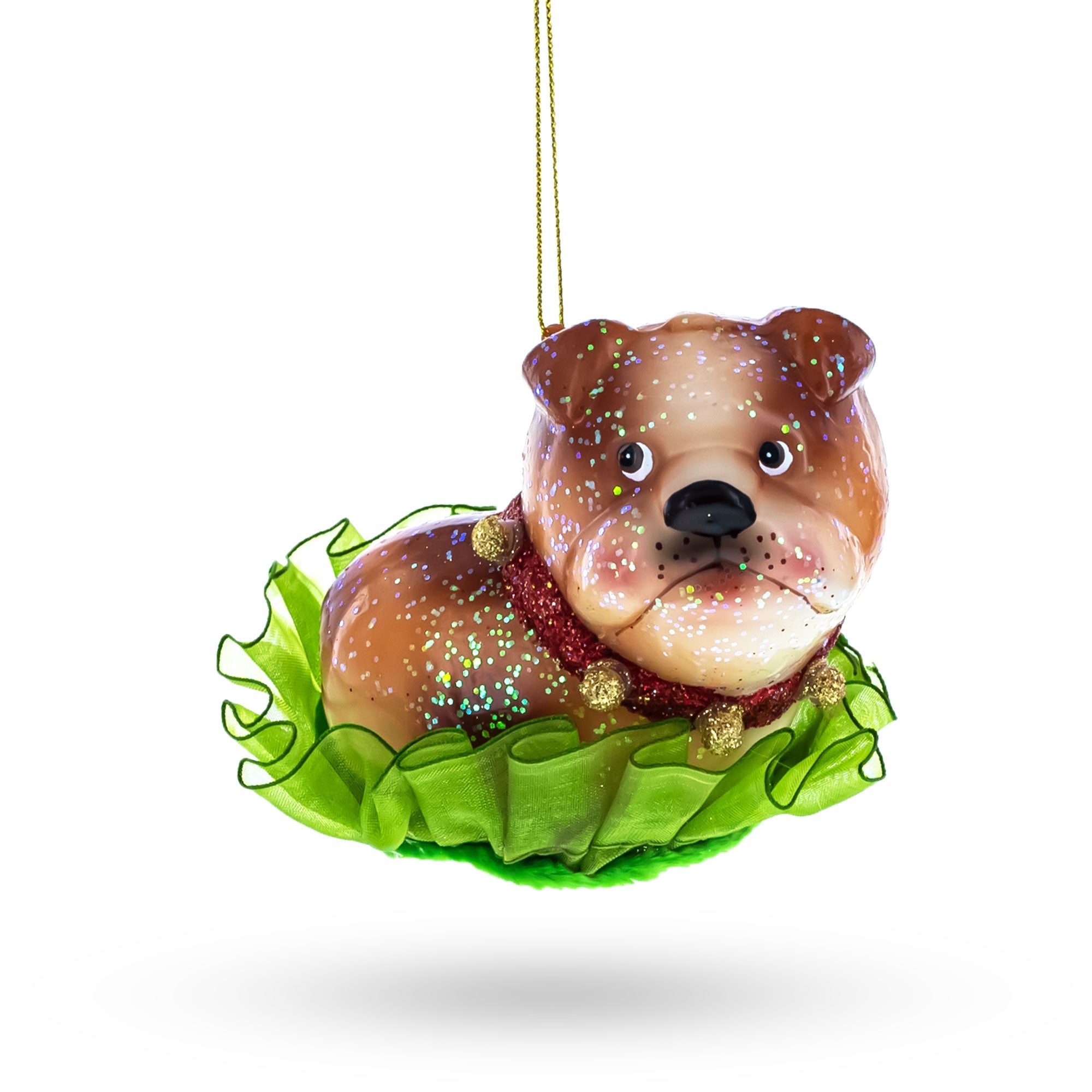 Bulldog Puppy Handcrafted - Blown Glass Christmas Ornament