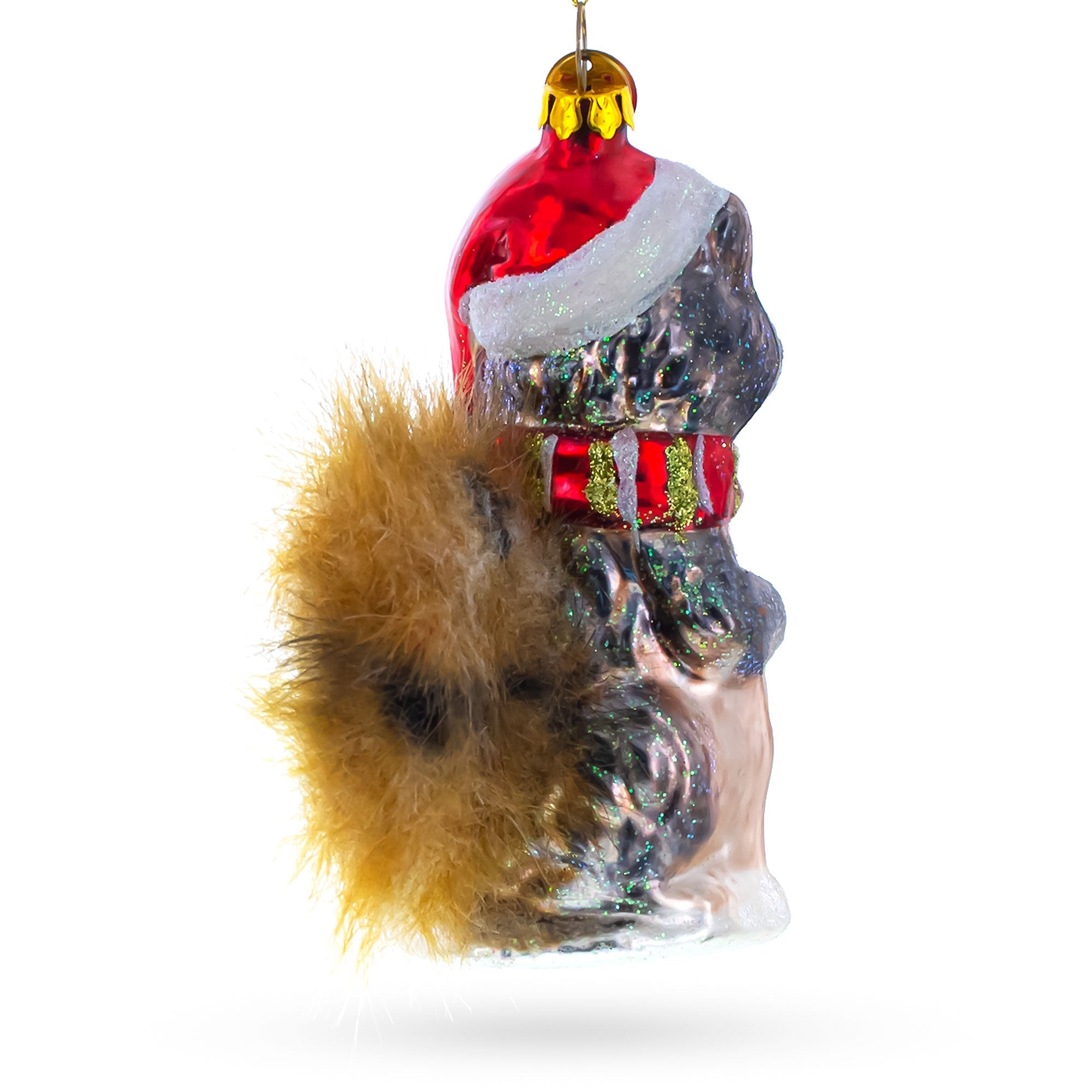 Charming Raccoon Holding Squirrel - Blown Glass Christmas Ornament