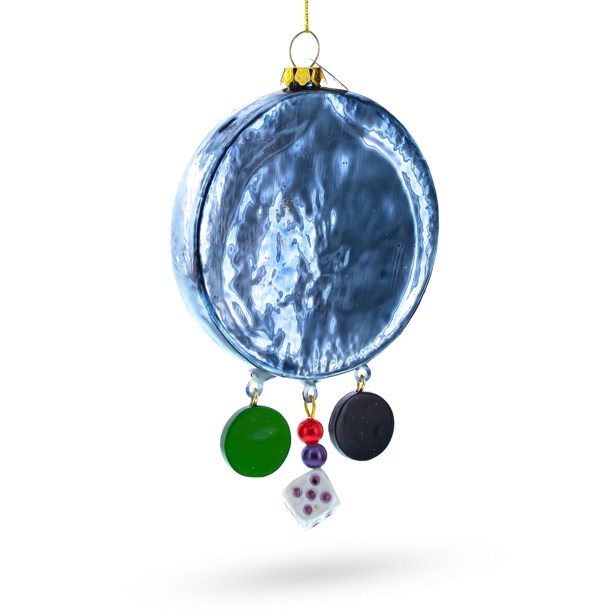 Festive Roulette And Casino Poker Chip - Blown Glass Christmas Ornament