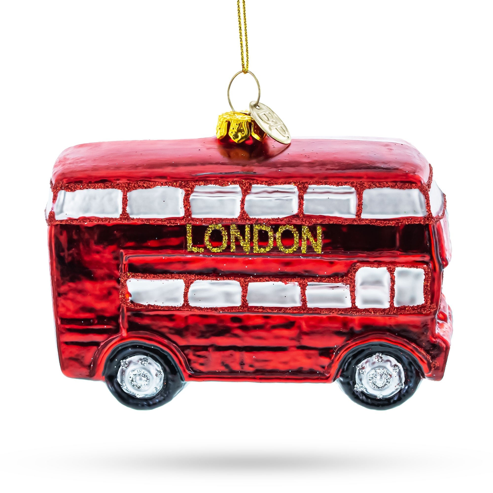 Iconic Double Decker Bus In London, United Kingdom - Blown Glass Christmas Ornament