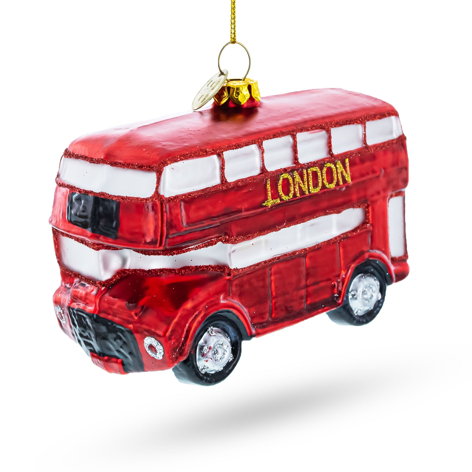 Iconic Double Decker Bus In London, United Kingdom - Blown Glass Christmas Ornament