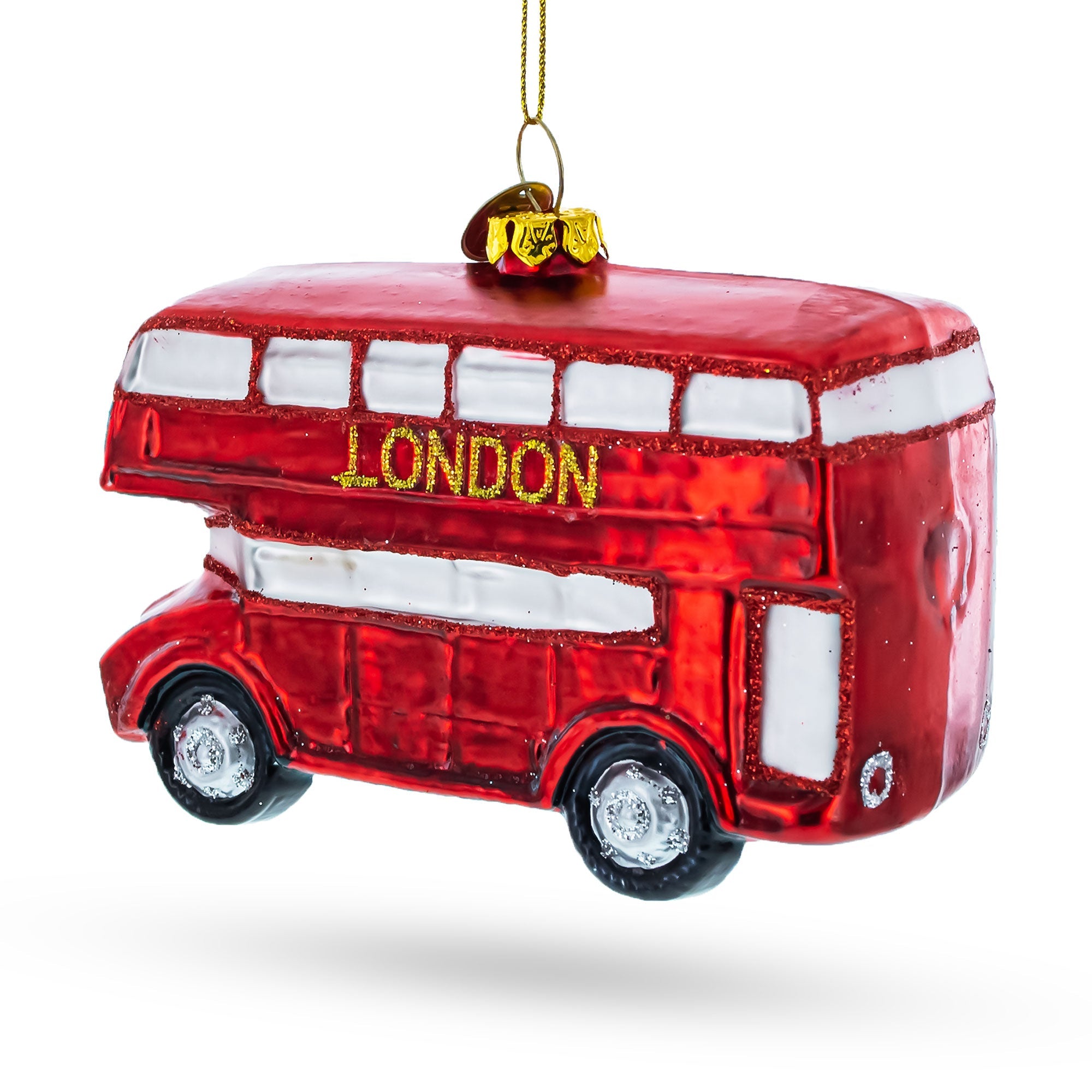 Iconic Double Decker Bus In London, United Kingdom - Blown Glass Christmas Ornament