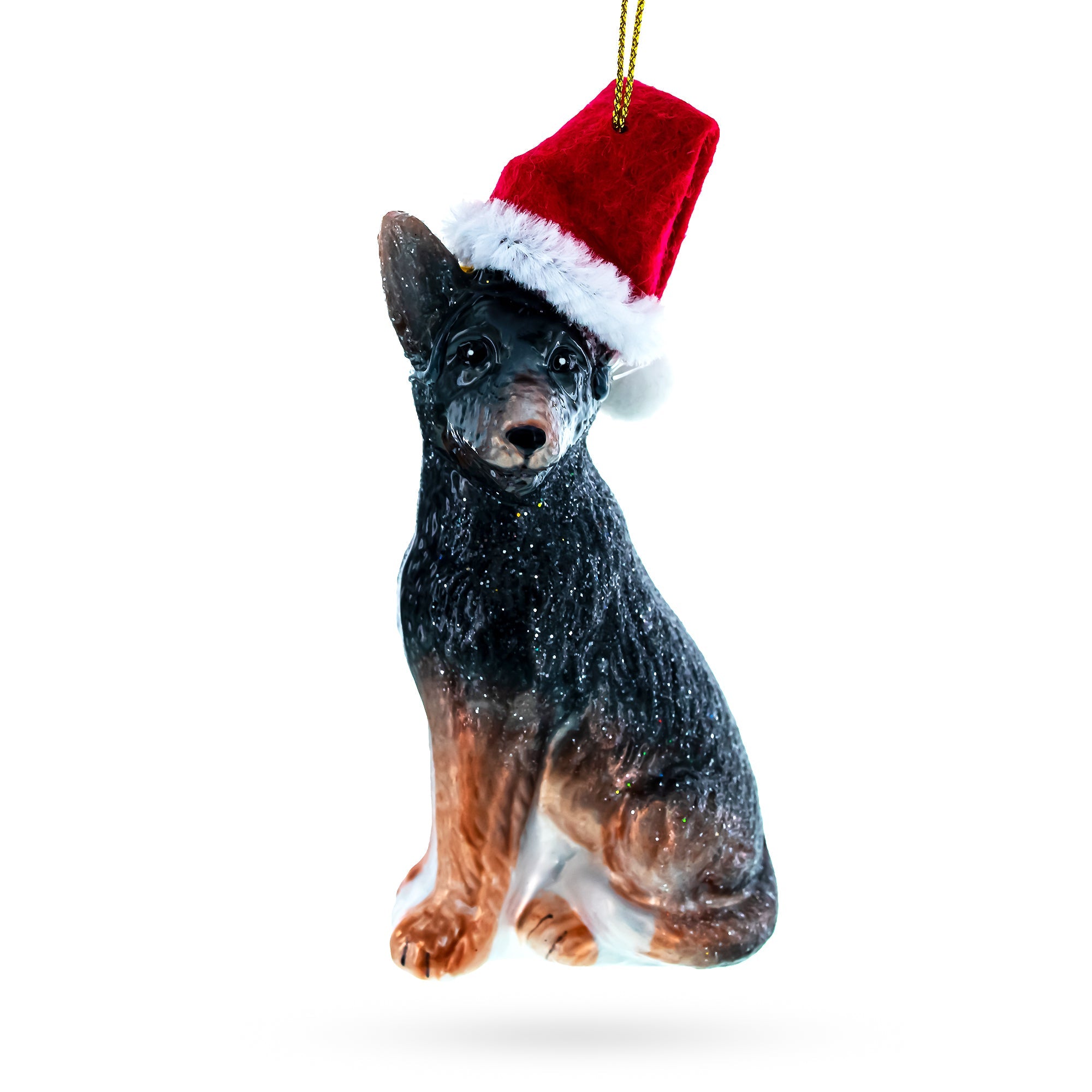 Captivating German Shepherd Puppy - Blown Glass Christmas Ornament