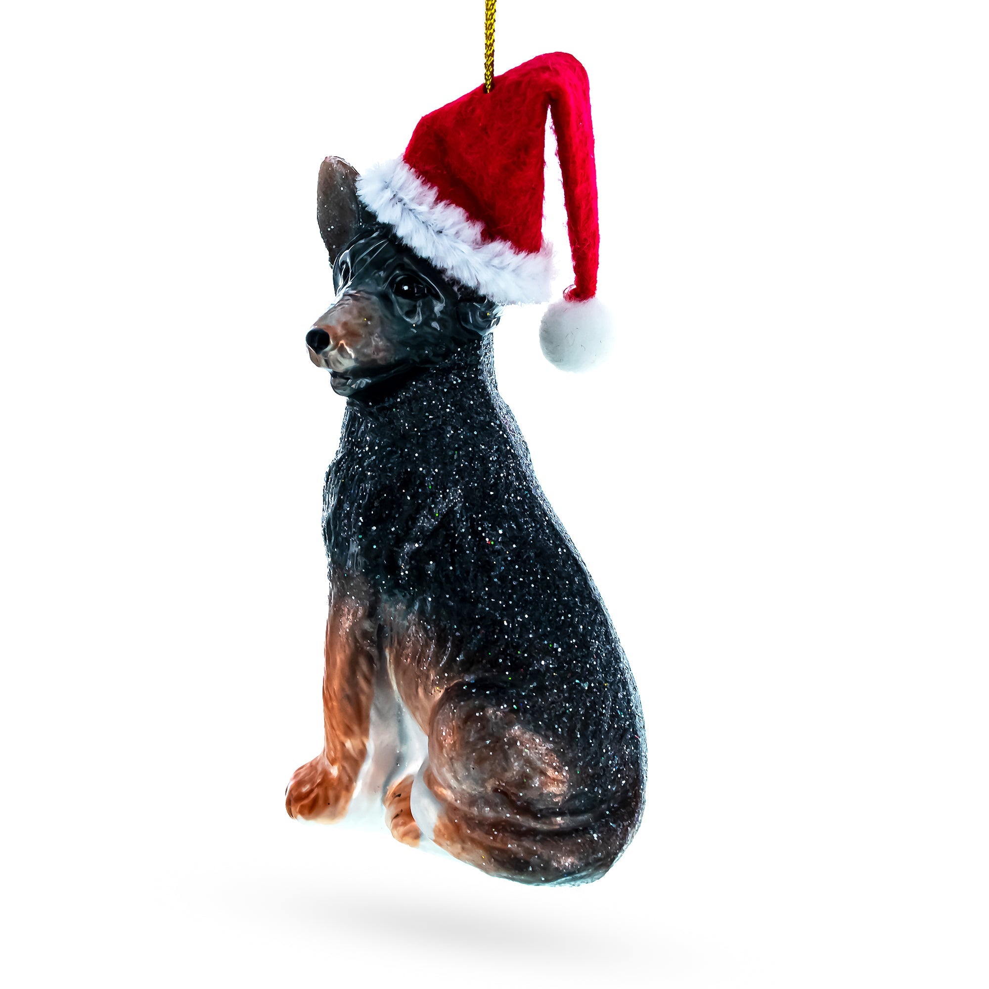 Captivating German Shepherd Puppy - Blown Glass Christmas Ornament