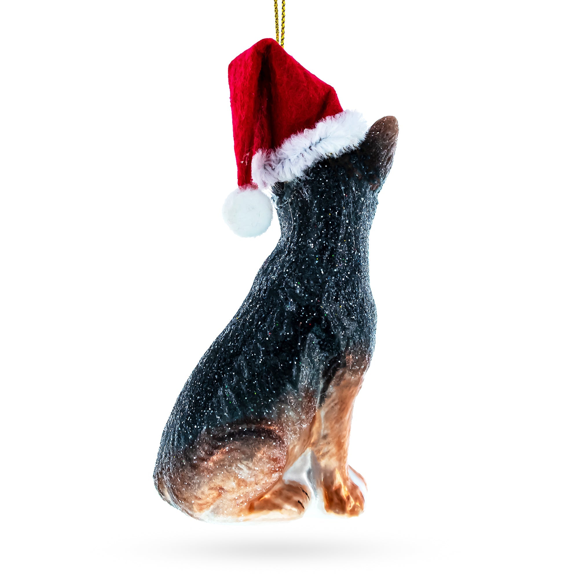 Captivating German Shepherd Puppy - Blown Glass Christmas Ornament