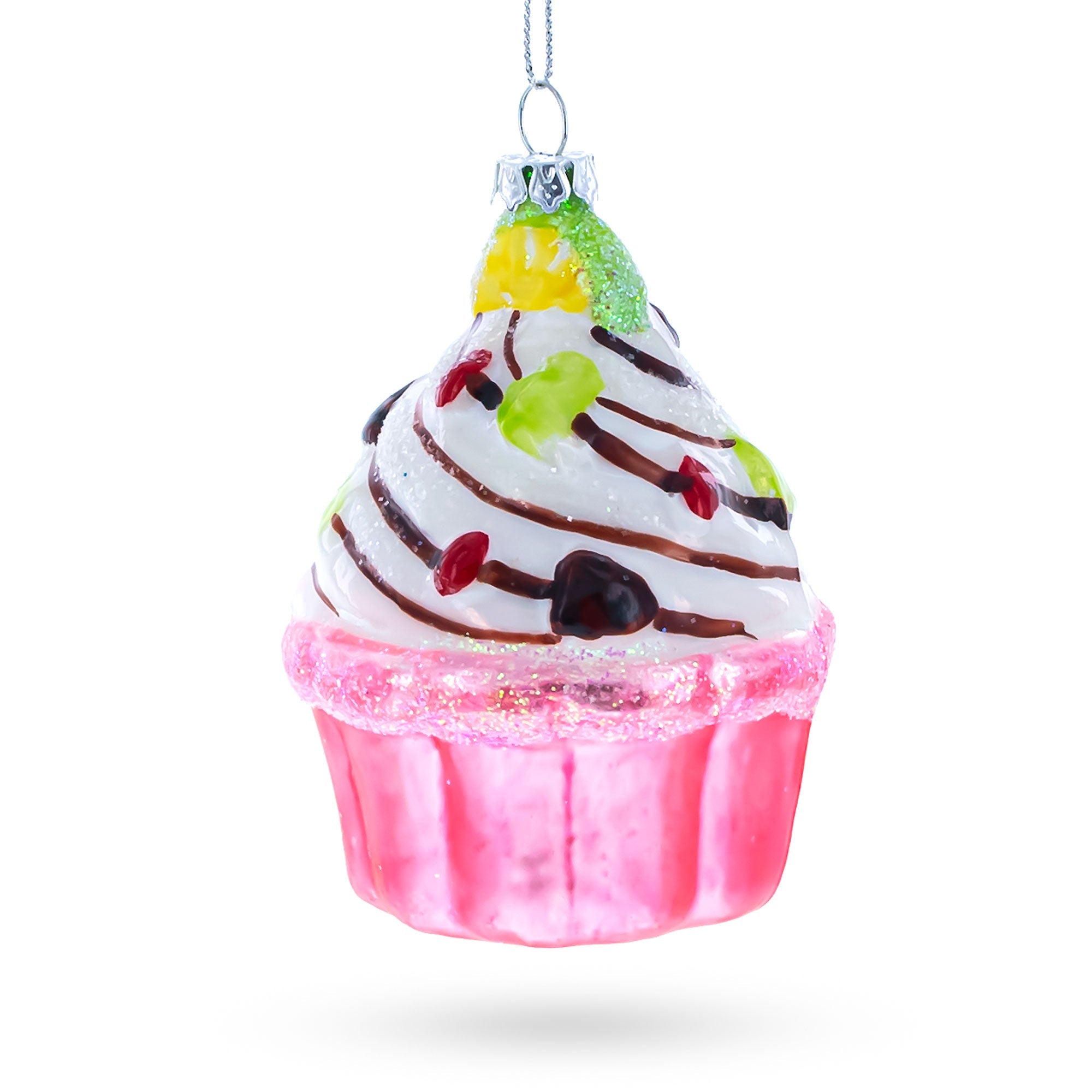 Delicious-looking Cupcake/muffin - Blown Glass Christmas Ornament