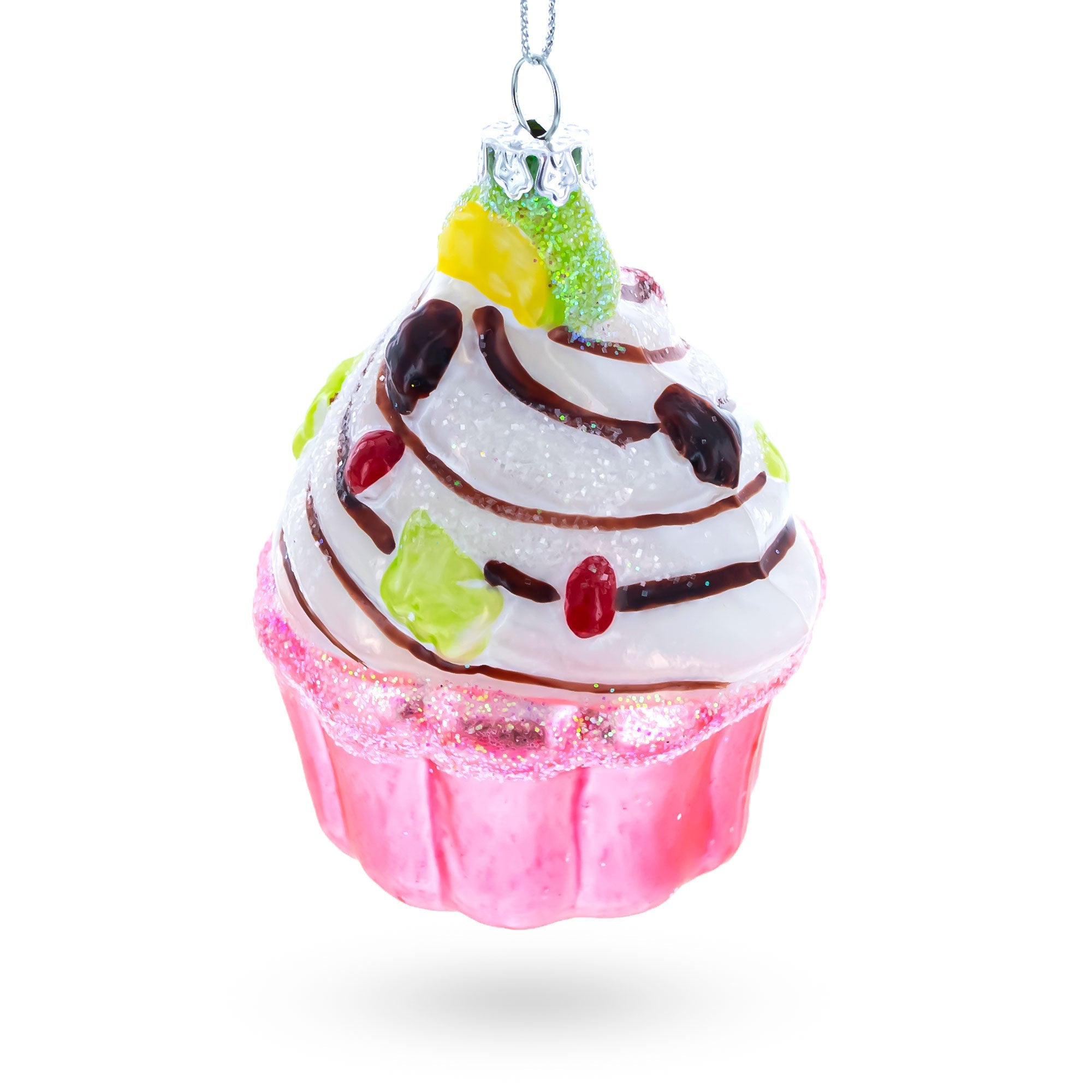 Delicious-looking Cupcake/muffin - Blown Glass Christmas Ornament