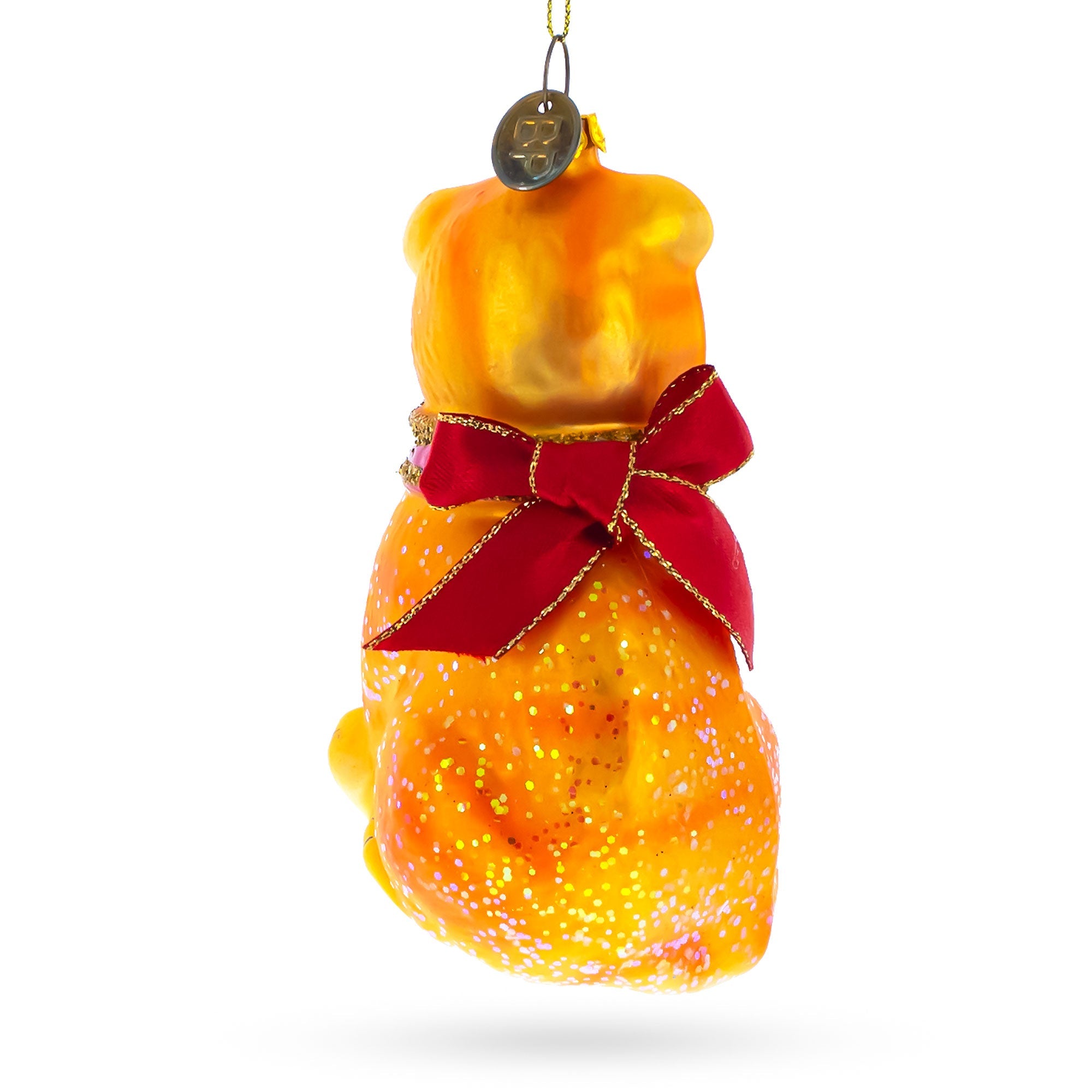 Vibrant Orange Tabby Cat - Blown Glass Christmas Ornament