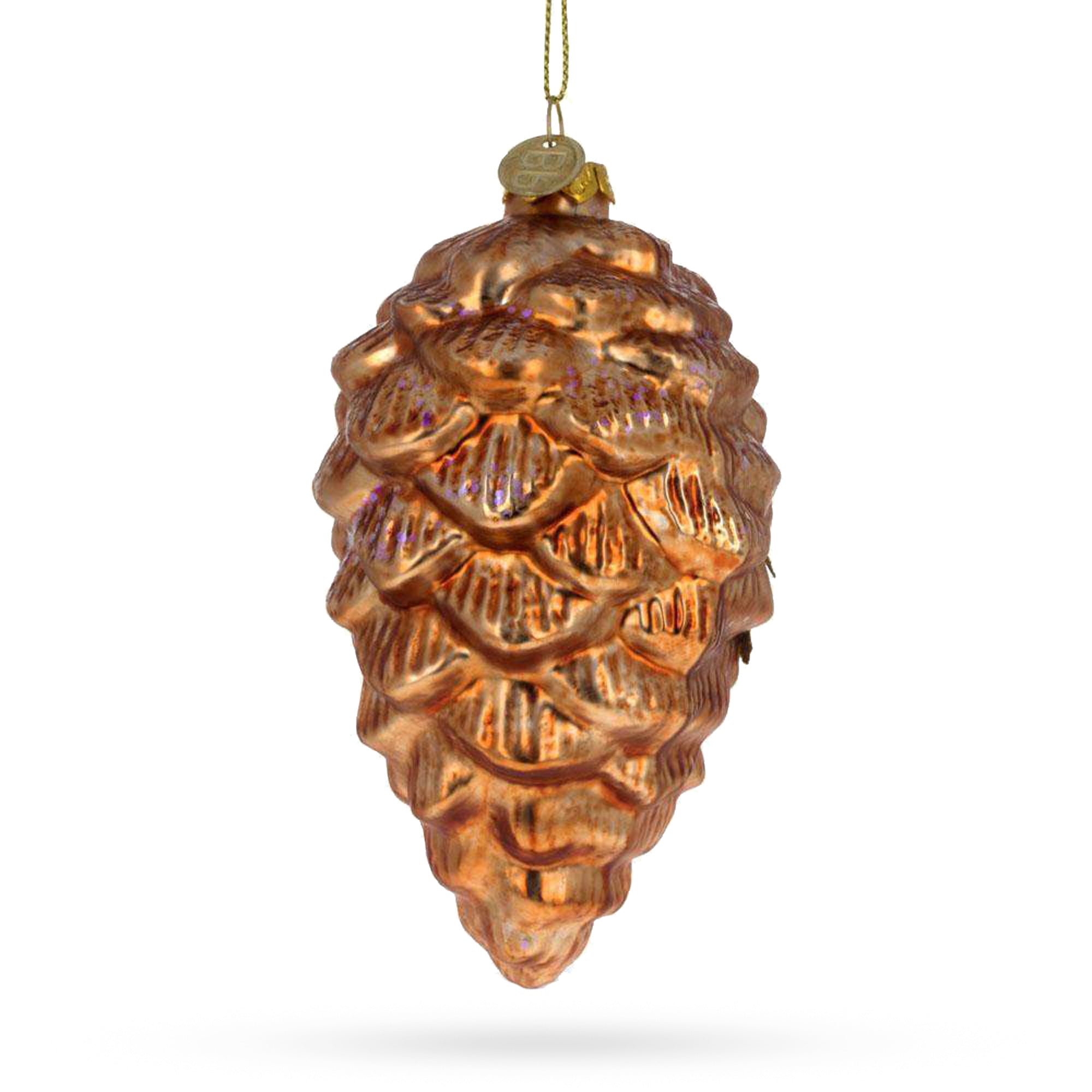 Sage Wise Owl Nestled In Pine Cone - Blown Glass Christmas Ornament