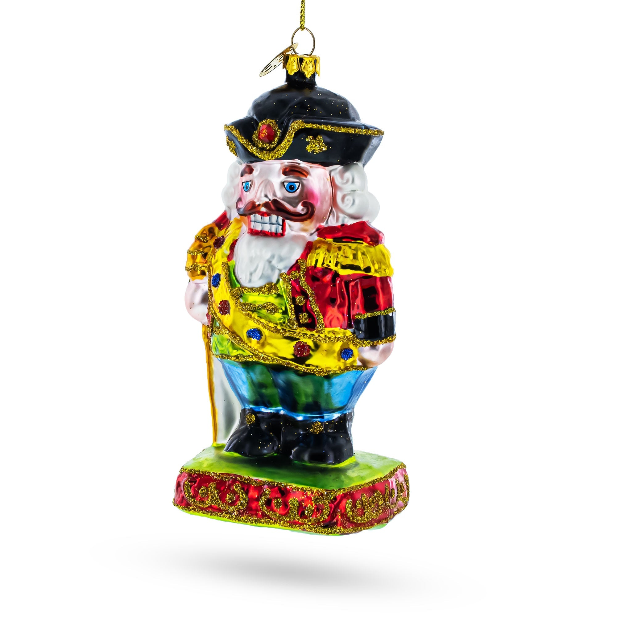 Celebratory New Year Festive Nutcracker - Blown Glass Christmas Ornament