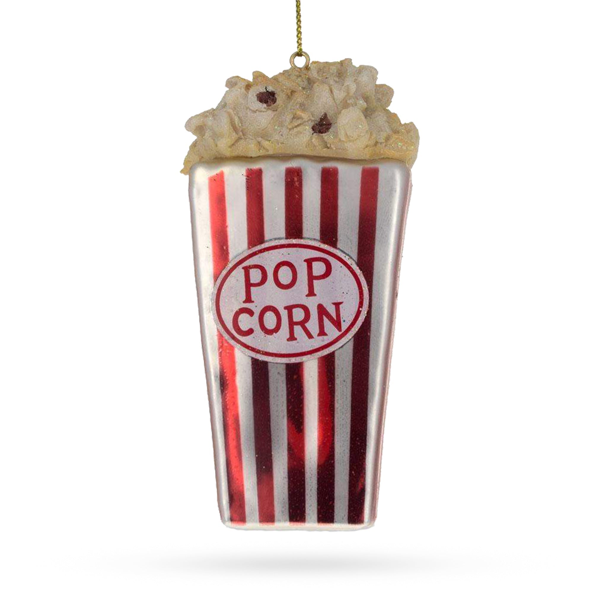 Crispy Popcorn Bucket For Movie Enthusiast - Blown Glass Christmas Ornament