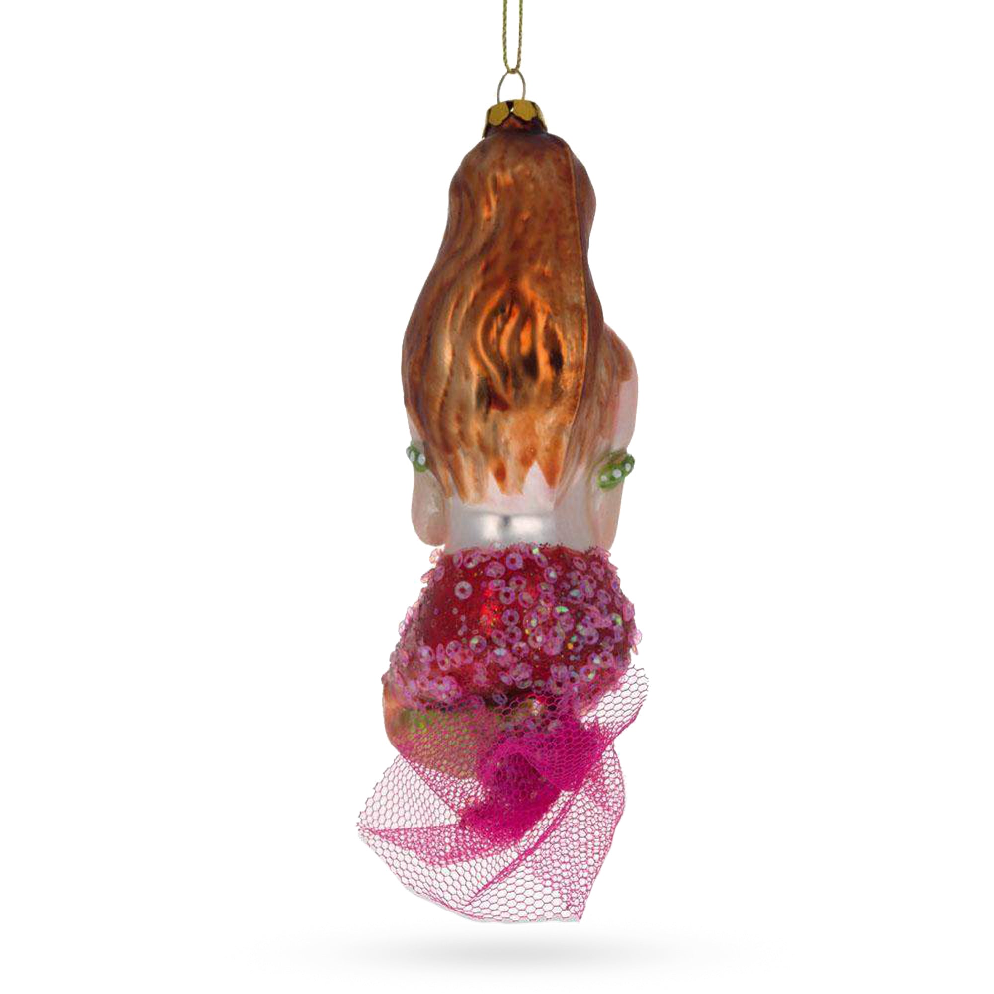 Enchanting Mermaid Holding A Seahorse - Blown Glass Christmas Ornament