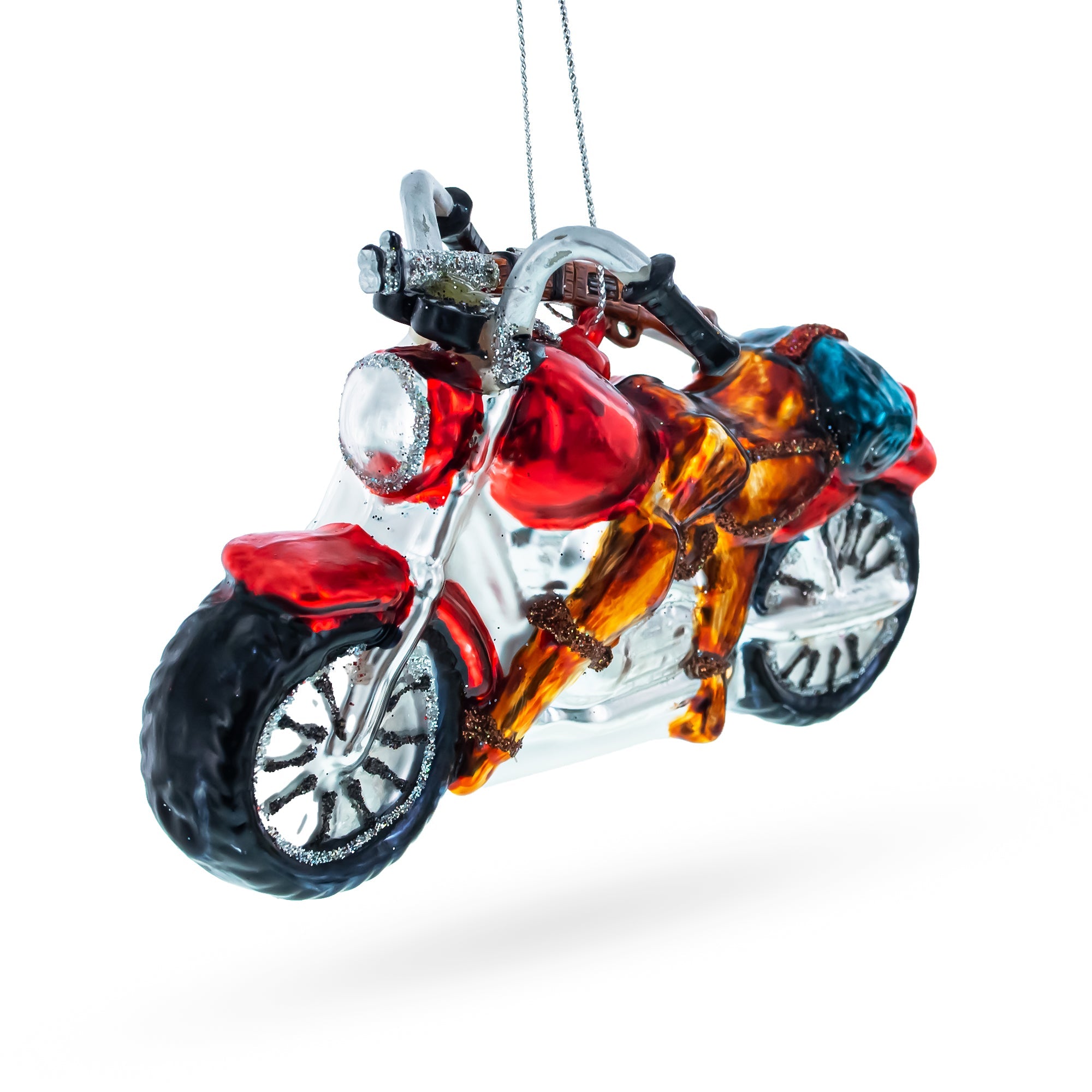 Rugged Hunter's Motorcycle - Blown Glass Christmas Ornament