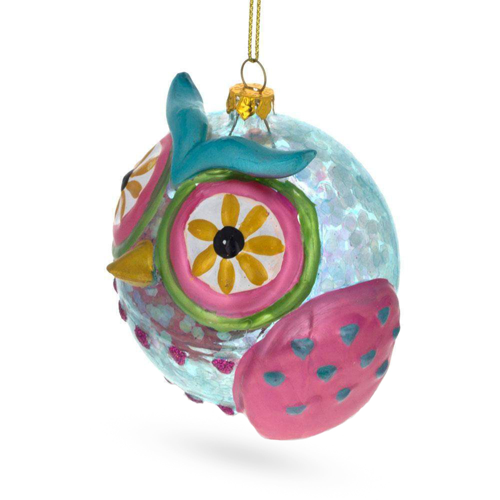 Sage Wise Owl - Blown Glass Christmas Ornament