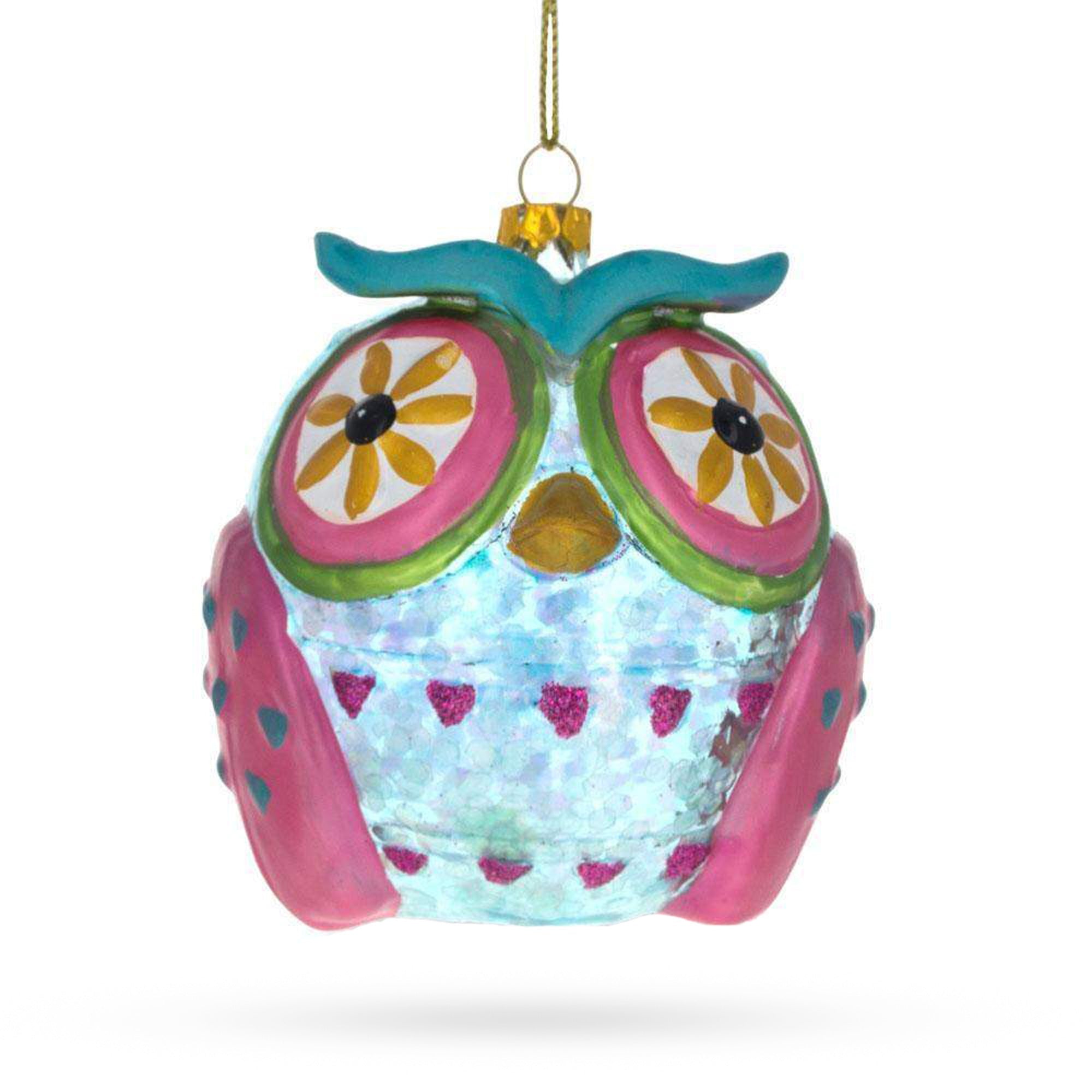 Sage Wise Owl - Blown Glass Christmas Ornament